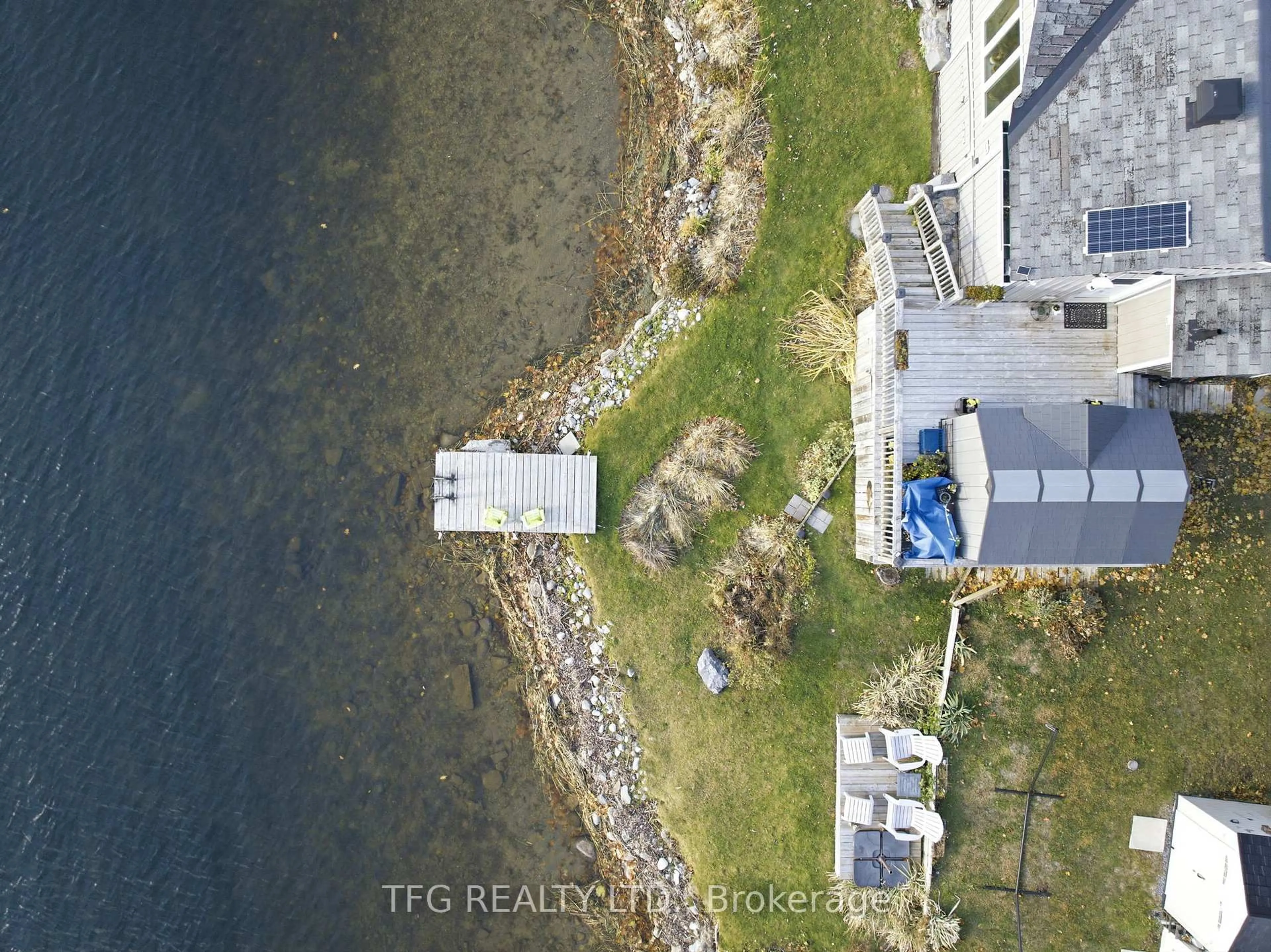 A pic from outside/outdoor area/front of a property/back of a property/a pic from drone, water/lake/river/ocean view for 4 Bradley Bay Rd, Trent Hills Ontario K0L 1L0