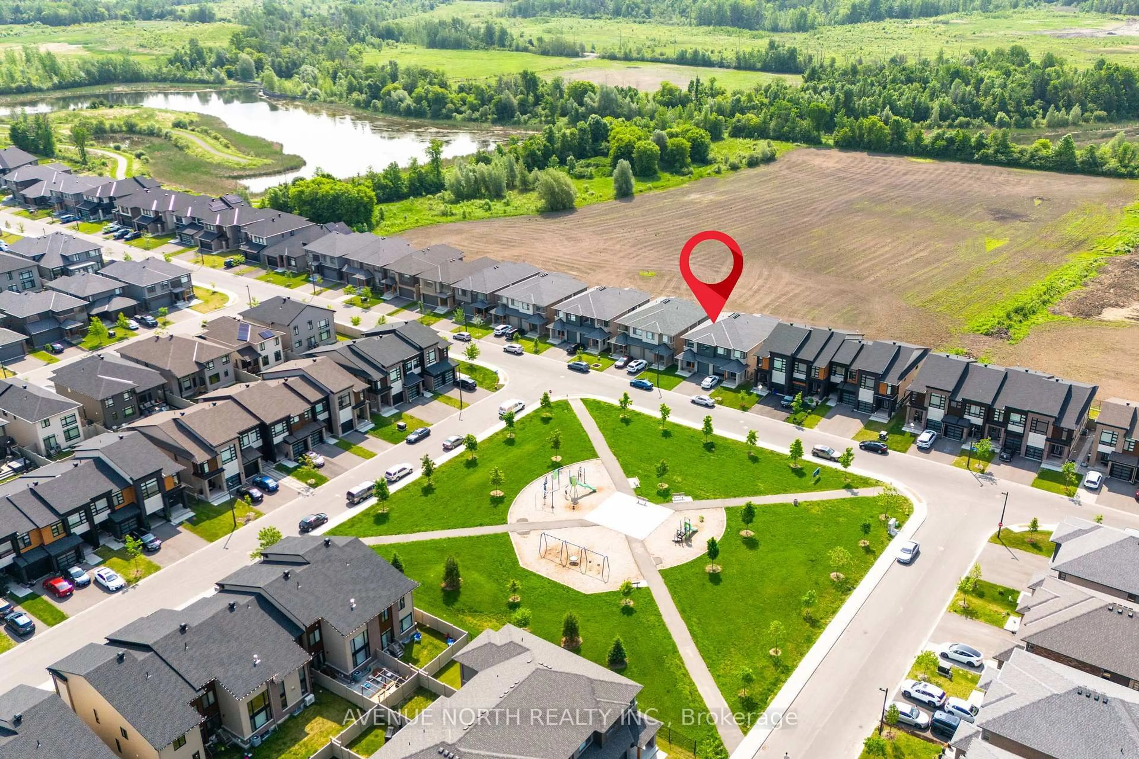 A pic from outside/outdoor area/front of a property/back of a property/a pic from drone, water/lake/river/ocean view for 244 Shuttleworth Dr, Ottawa Ontario K1T 0T4