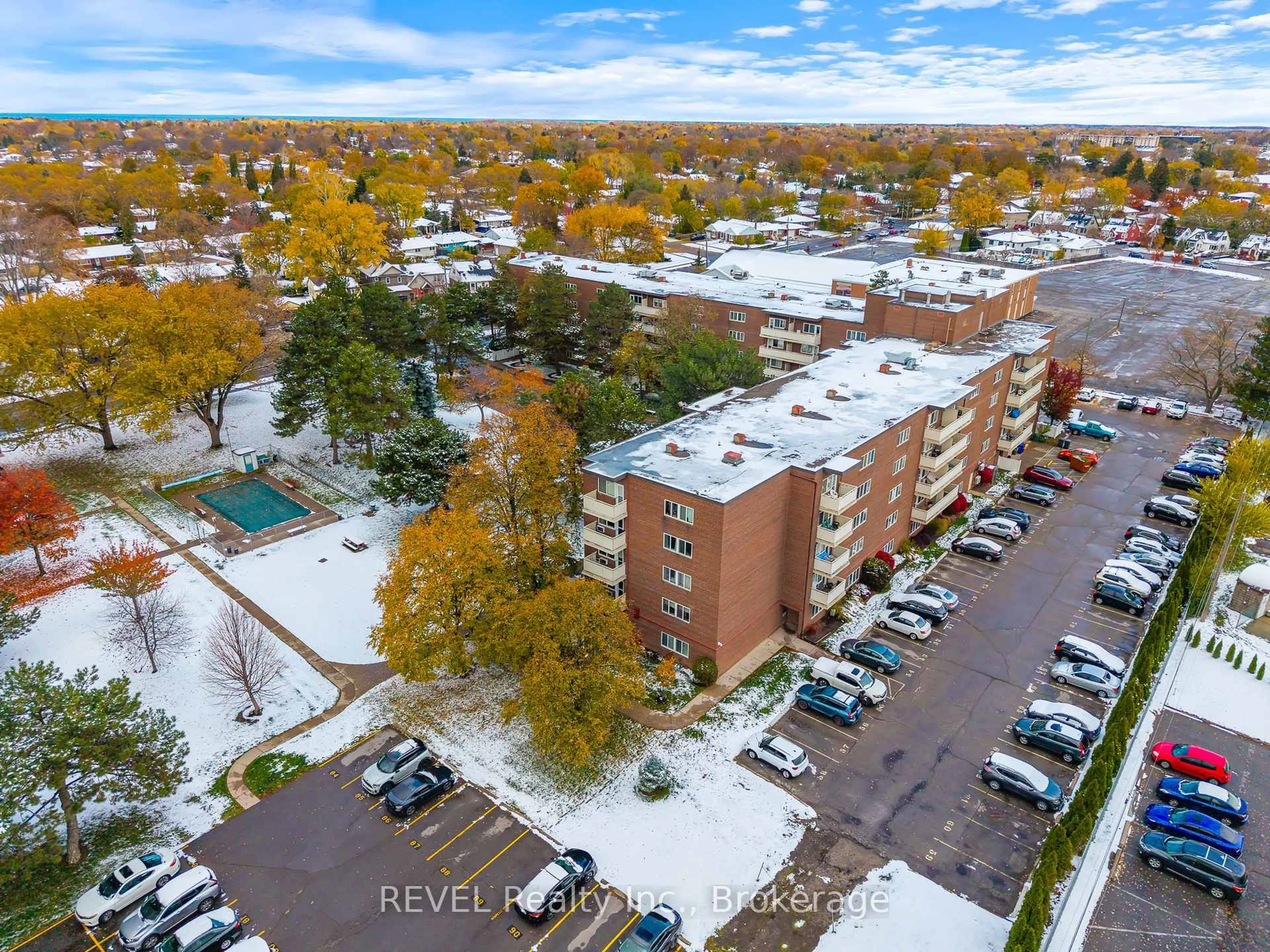 A pic from outside/outdoor area/front of a property/back of a property/a pic from drone, city buildings view from balcony for 198 Scott St #421, St. Catharines Ontario L2N 5T3