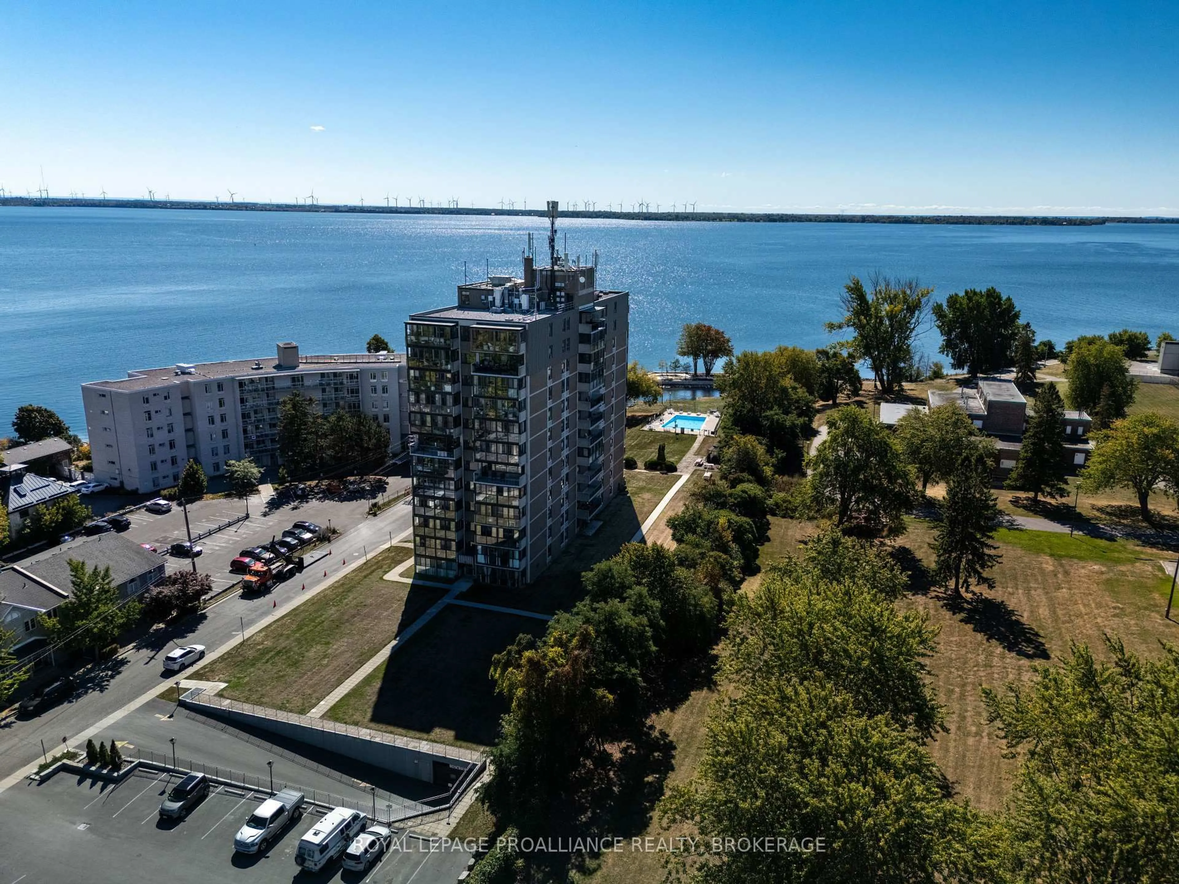 A pic from outside/outdoor area/front of a property/back of a property/a pic from drone, water/lake/river/ocean view for 2 Mowat Ave #501, Kingston Ontario K7M 1K1