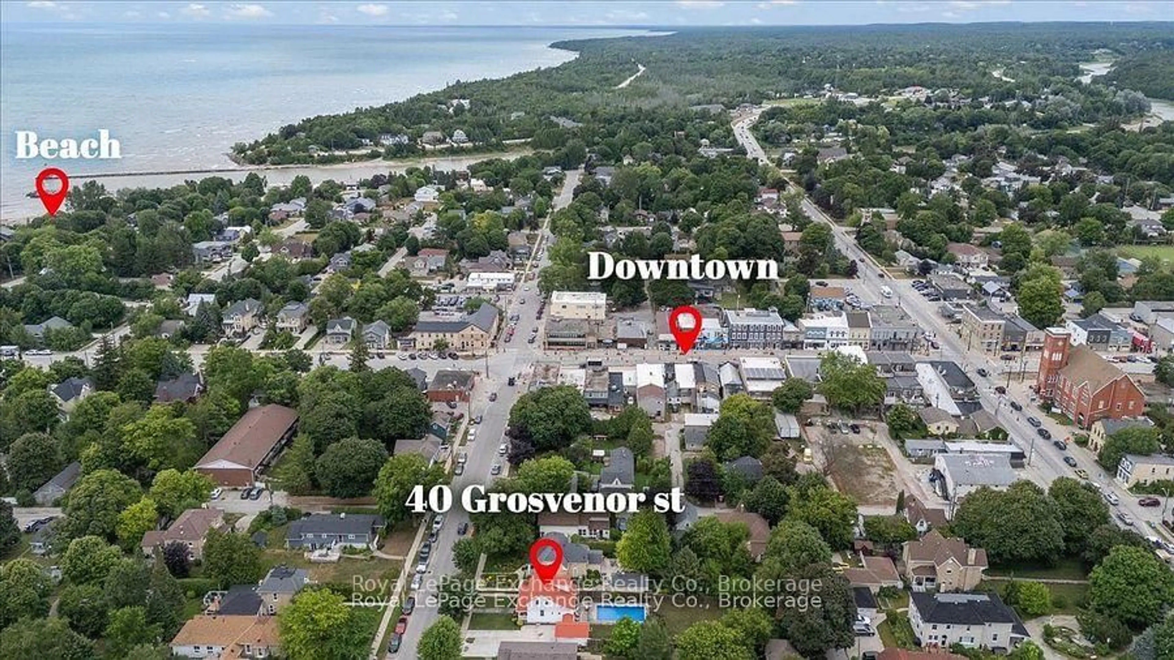 A pic from outside/outdoor area/front of a property/back of a property/a pic from drone, street for 40 Grosvenor St, Saugeen Shores Ontario N0H 2L0