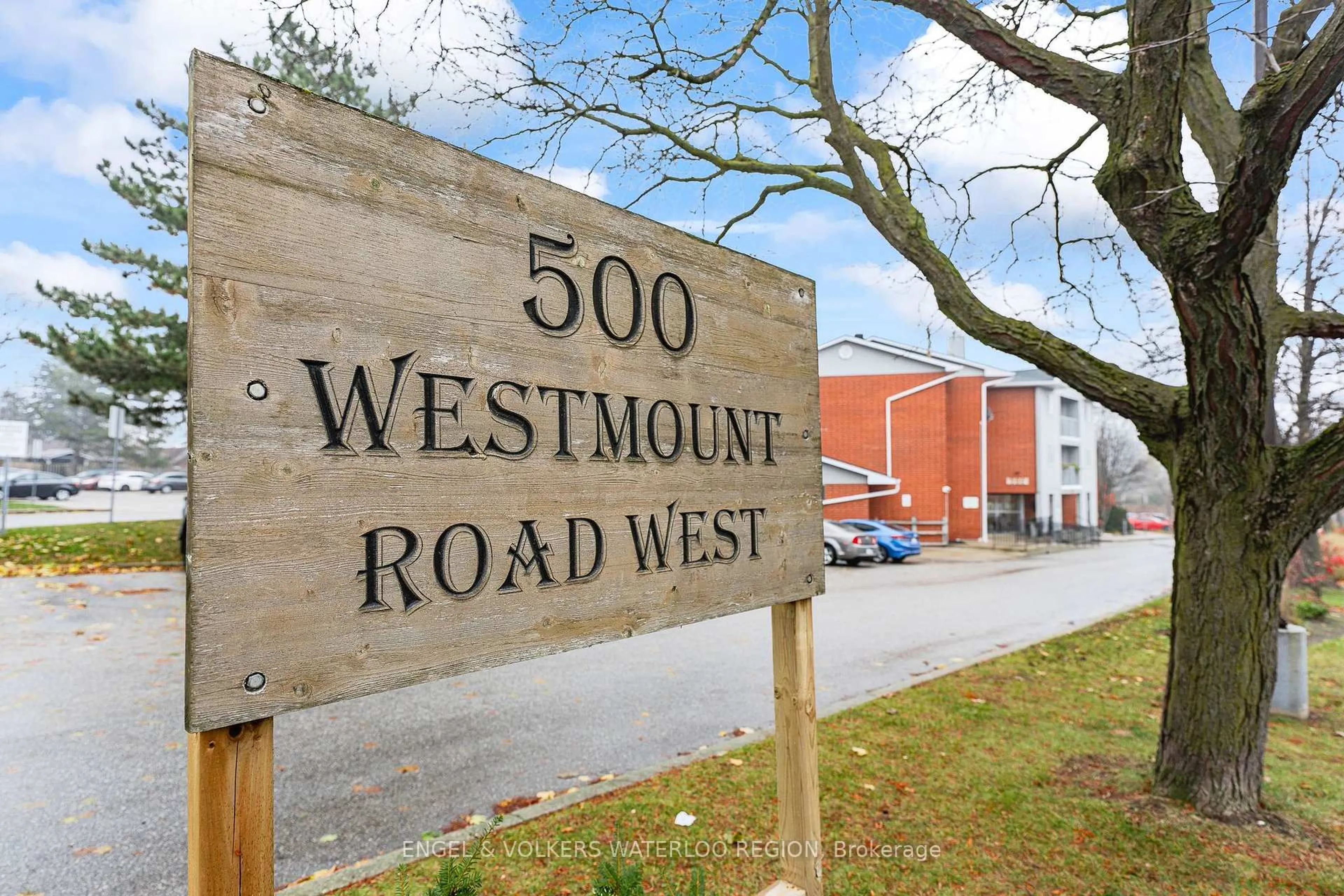 A pic from outside/outdoor area/front of a property/back of a property/a pic from drone, street for 500 Westmount Rd #410, Kitchener Ontario N2M 5M9