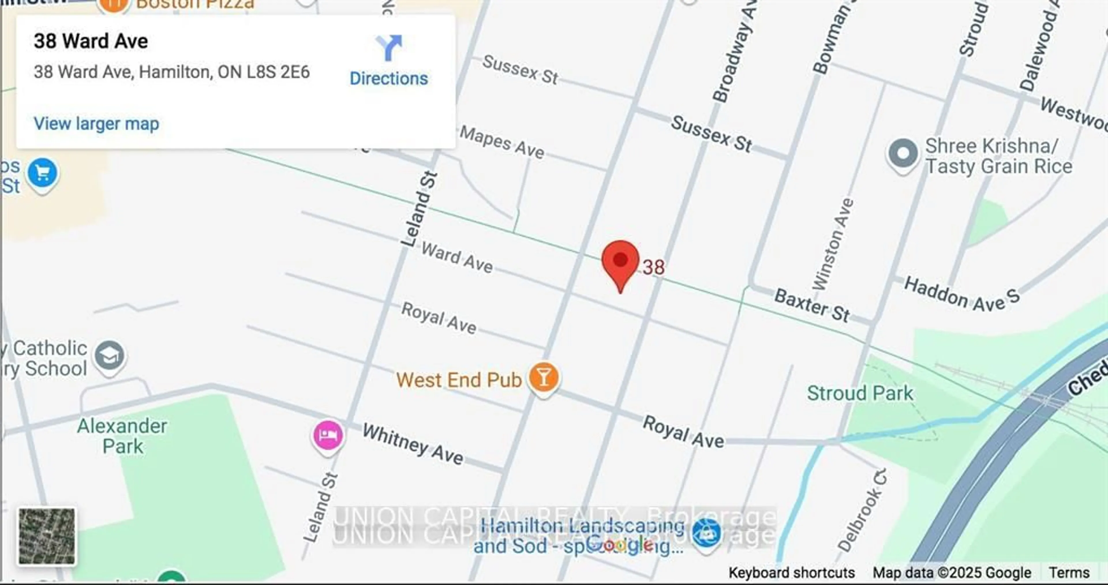 Picture of a map for 38 Ward Ave, Hamilton Ontario L8S 2E6