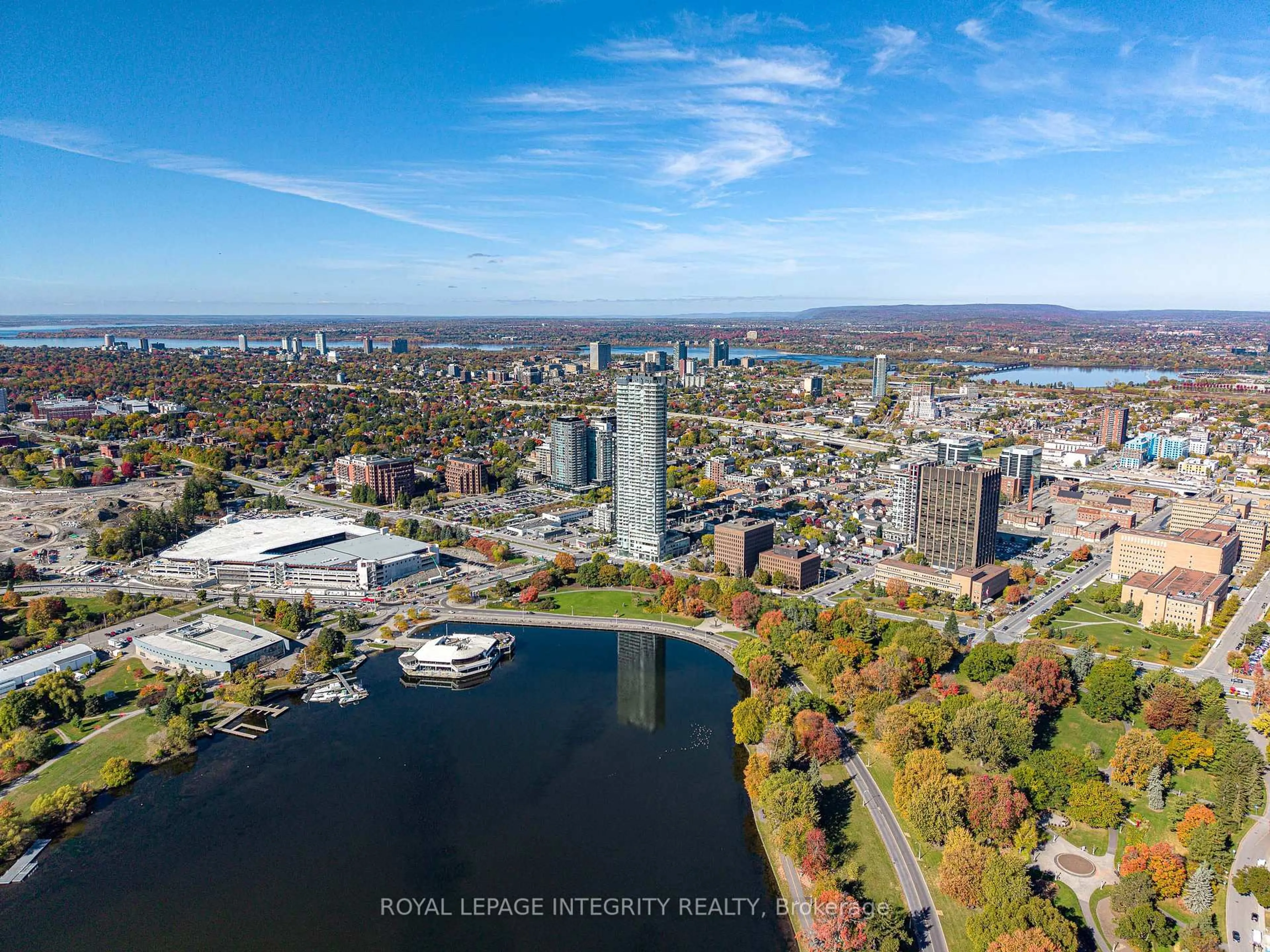 A pic from outside/outdoor area/front of a property/back of a property/a pic from drone, water/lake/river/ocean view for 805 Carling Ave #1703, Ottawa Ontario K1S 5W9