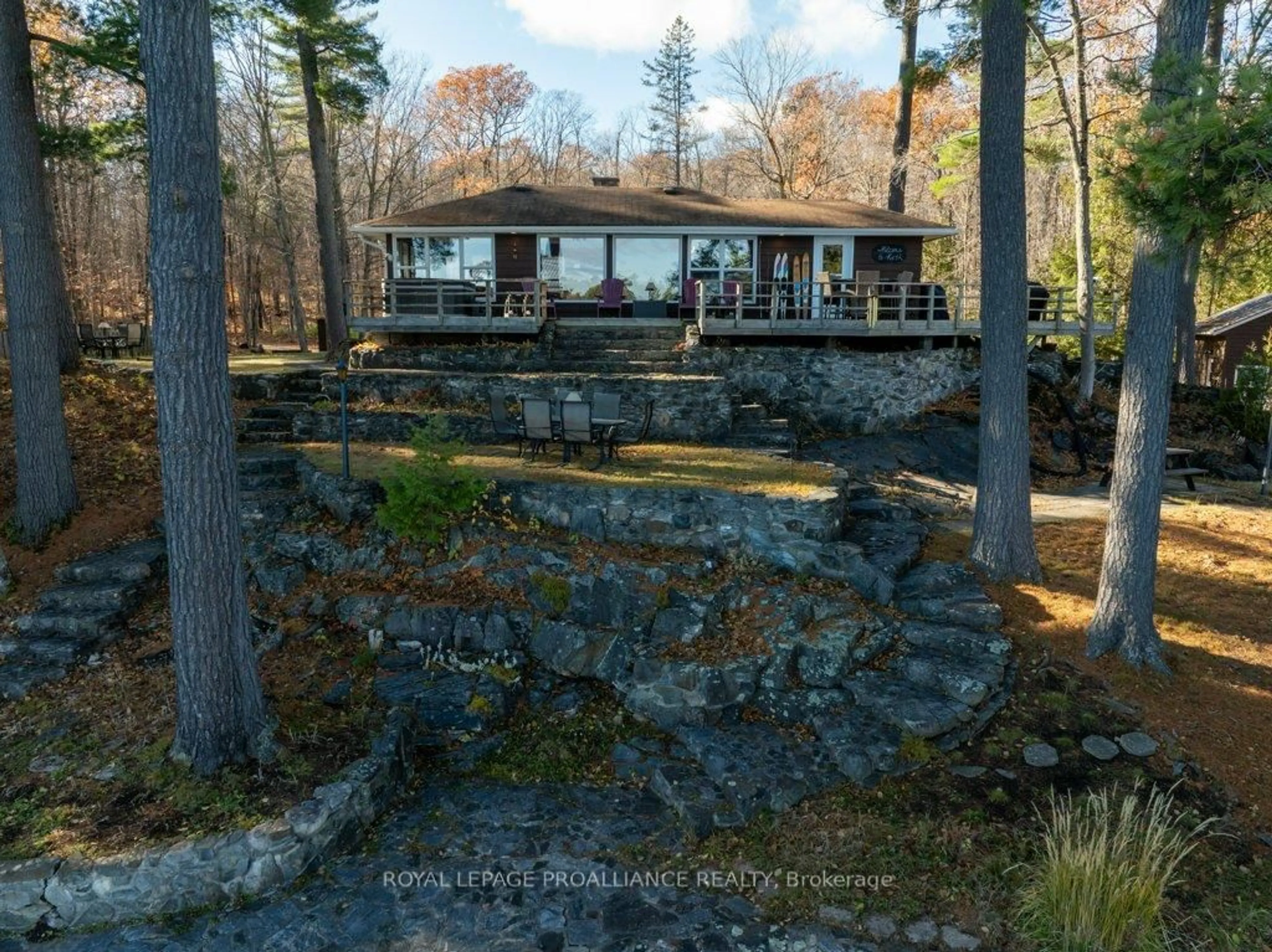 A pic from outside/outdoor area/front of a property/back of a property/a pic from drone, water/lake/river/ocean view for 1022 Fosters Lane, Cloyne Ontario K0H 1K0