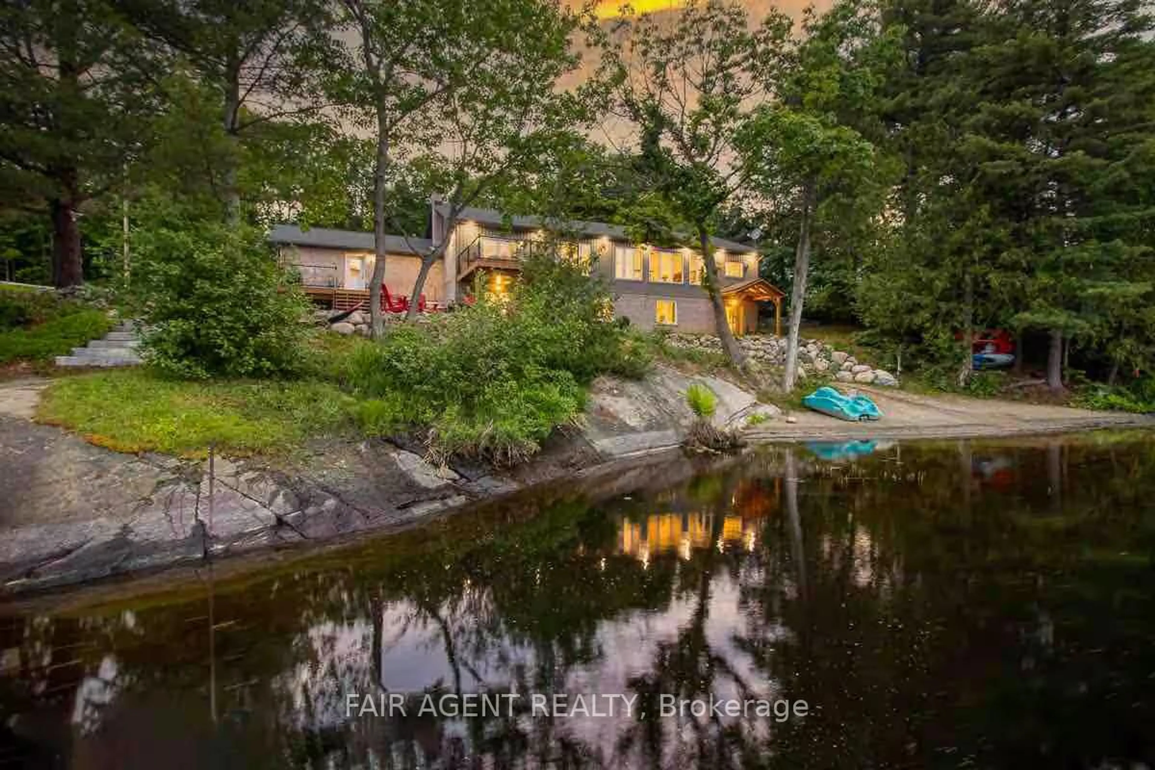 A pic from outside/outdoor area/front of a property/back of a property/a pic from drone, water/lake/river/ocean view for 849 Dry Pine Bay Rd, French River Ontario P0M 1A0
