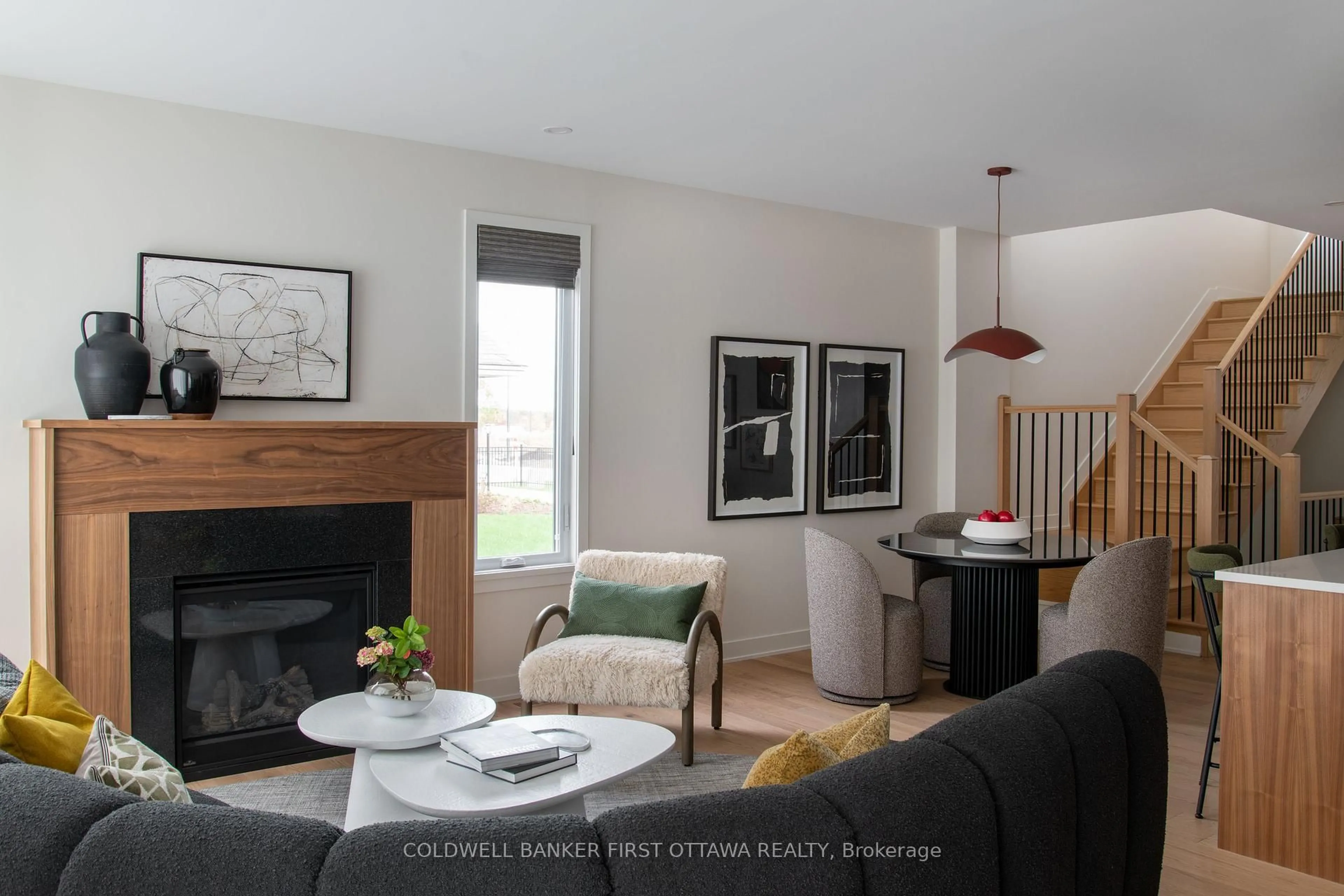 Living room with furniture, wood/laminate floor for 1186 SPOOR St, Kanata Ontario K2W 0N4