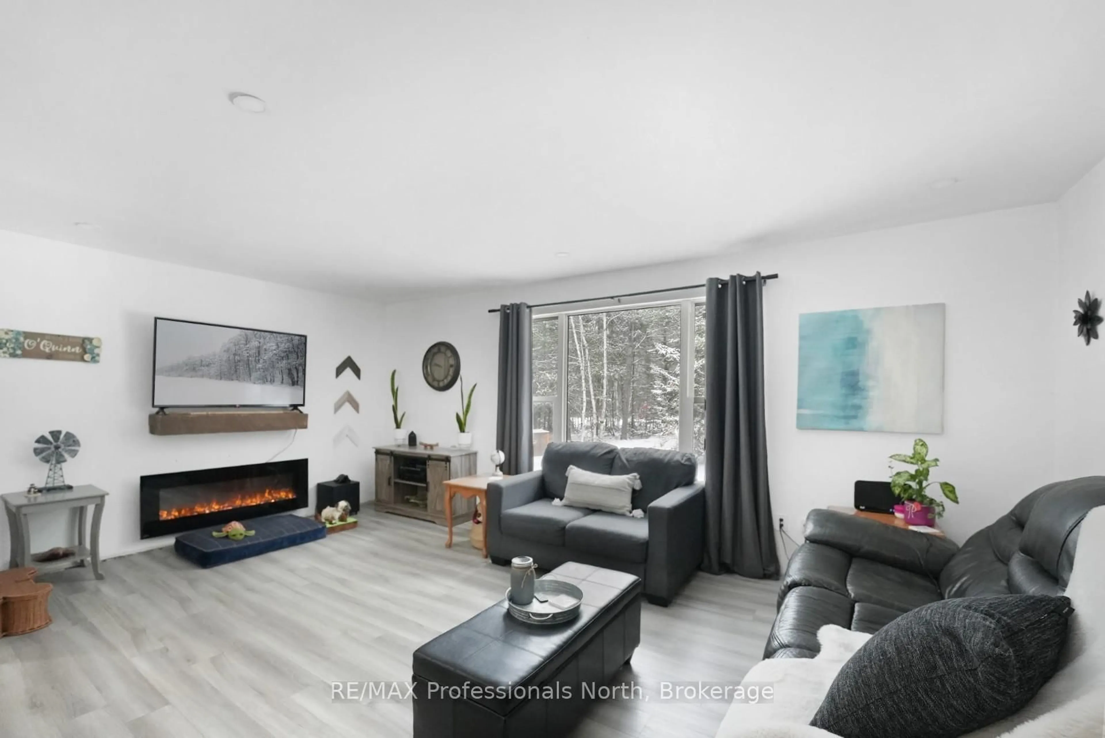 Living room with furniture, wood/laminate floor for 1045 Outram Rd, Highlands East Ontario K0L 3C0