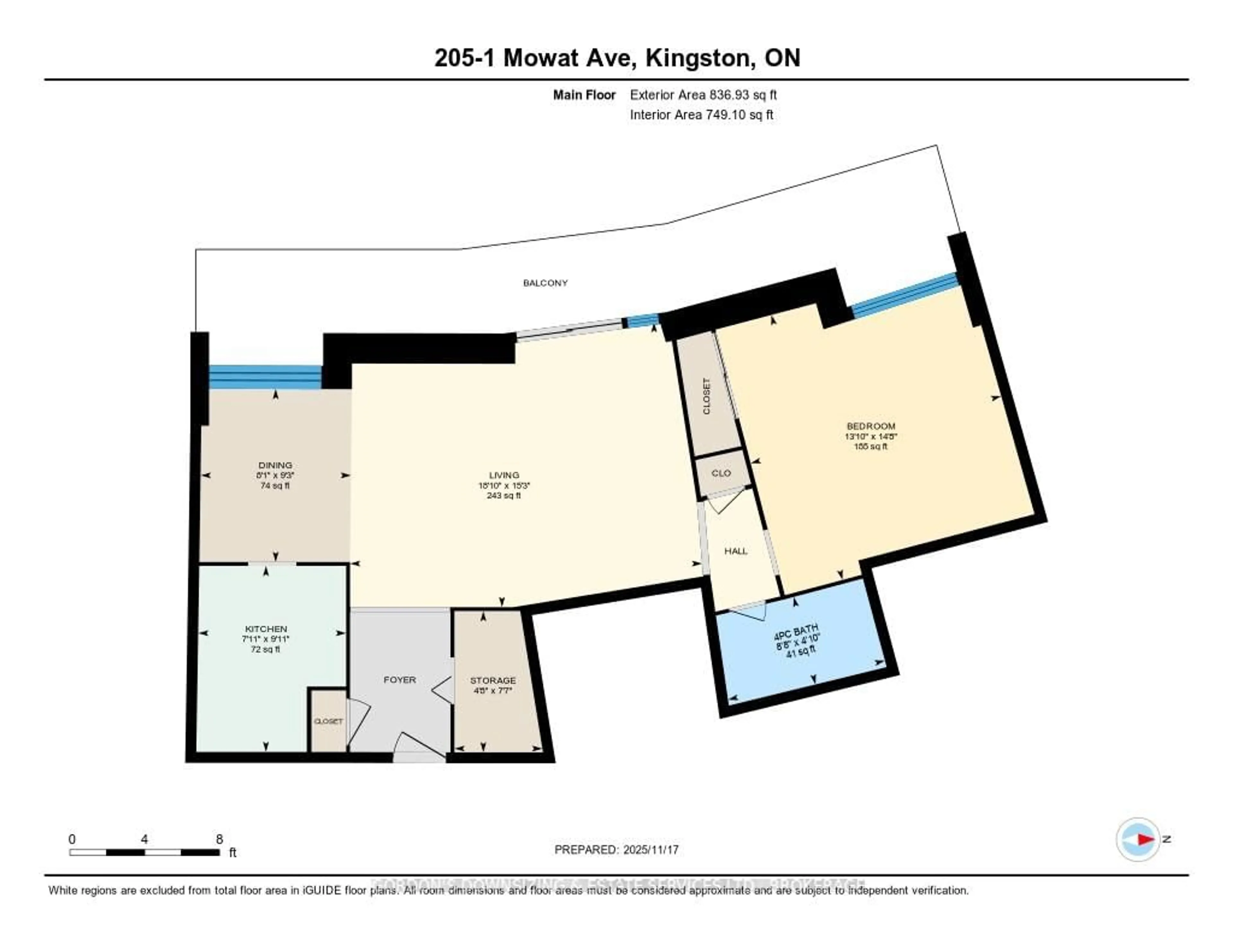 Floor plan for 1 Mowat Ave #205, Kingston Ontario K7M 1J8