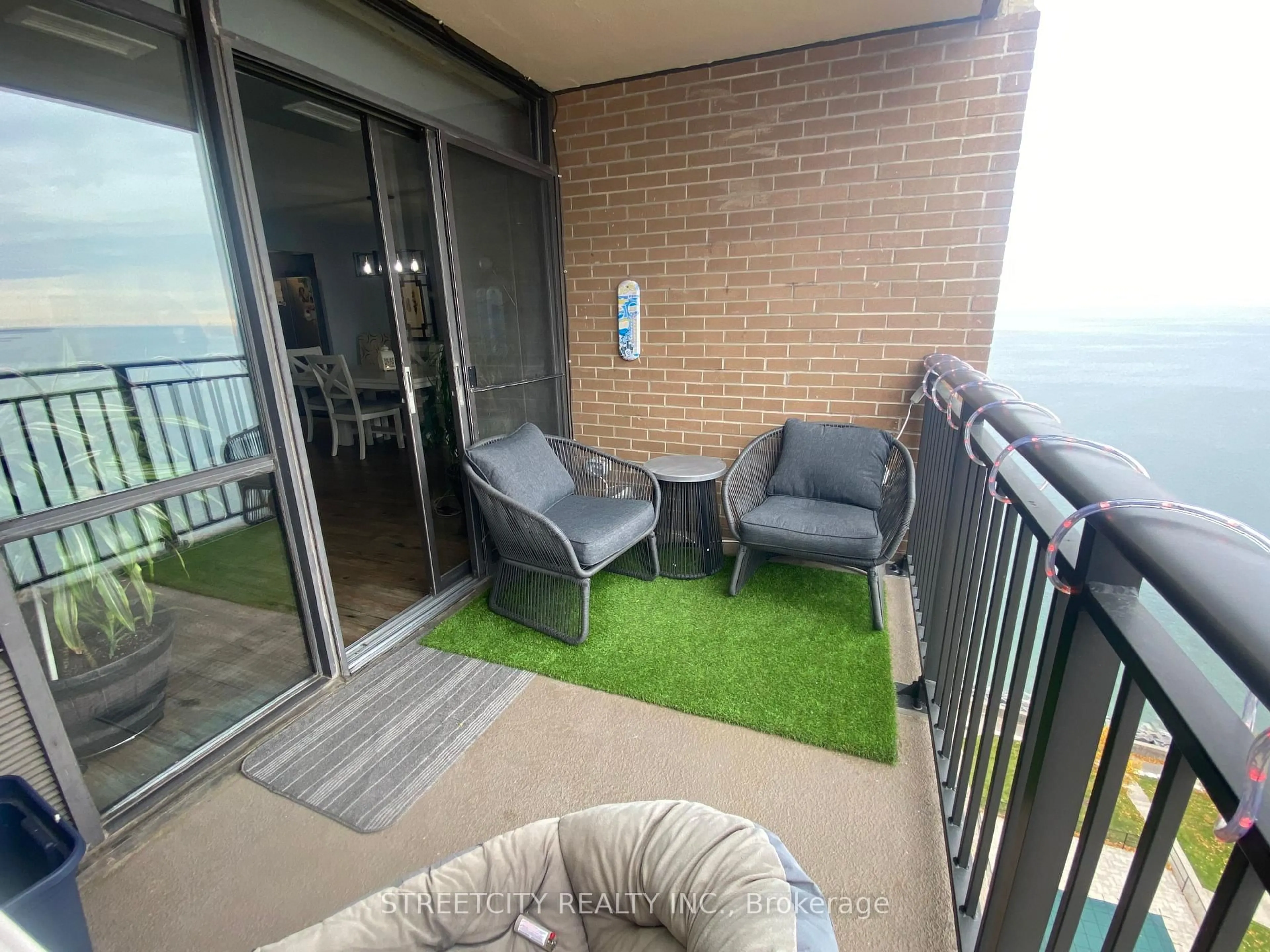 Balcony in the apartment, water/lake/river/ocean view for 500 Green Rd #1607, Hamilton Ontario L8E 3M6