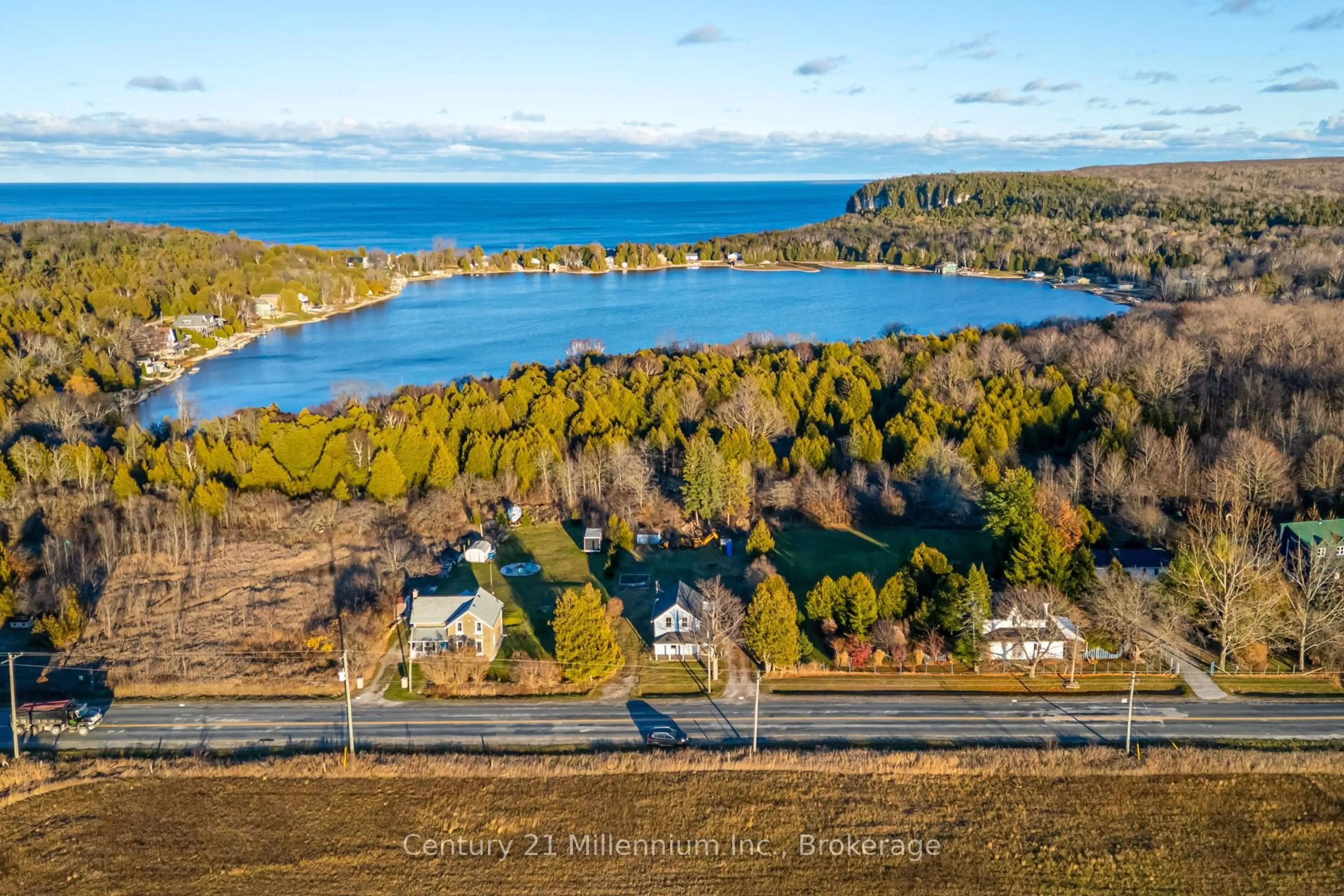 A pic from outside/outdoor area/front of a property/back of a property/a pic from drone, water/lake/river/ocean view for 2547 Bruce 9 Rd, Northern Bruce Peninsula Ontario N0H 1W0