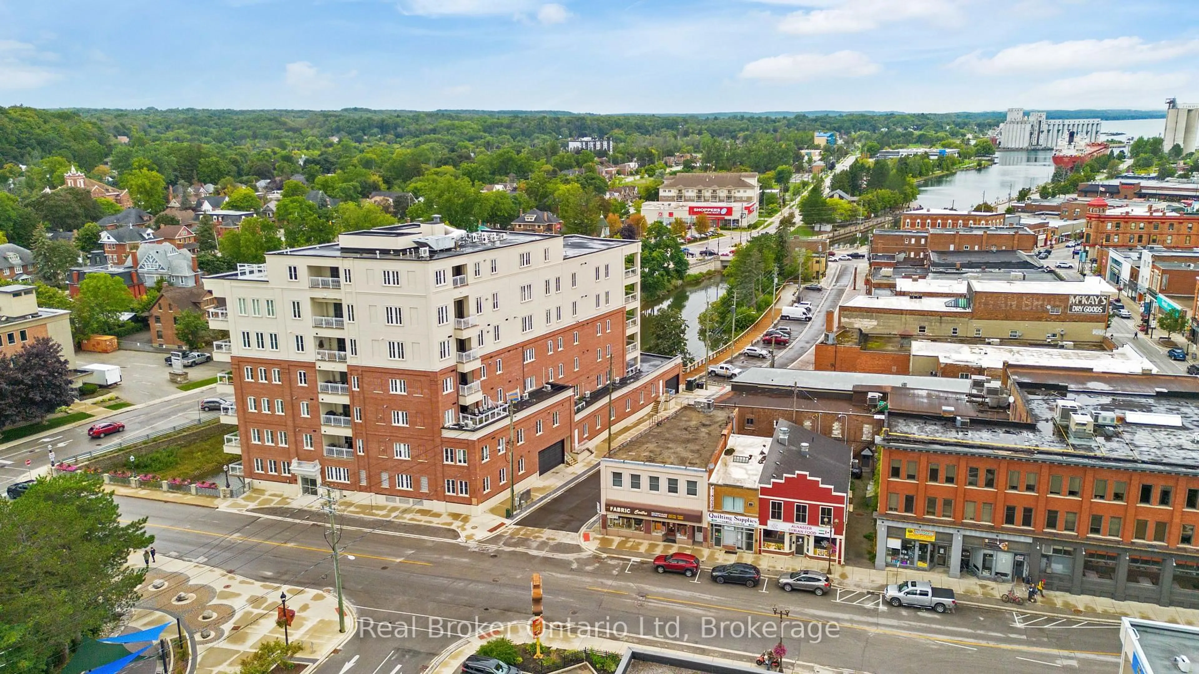 A pic from outside/outdoor area/front of a property/back of a property/a pic from drone, city buildings view from balcony for 80 9th St #603, Owen Sound Ontario N4K 1N4