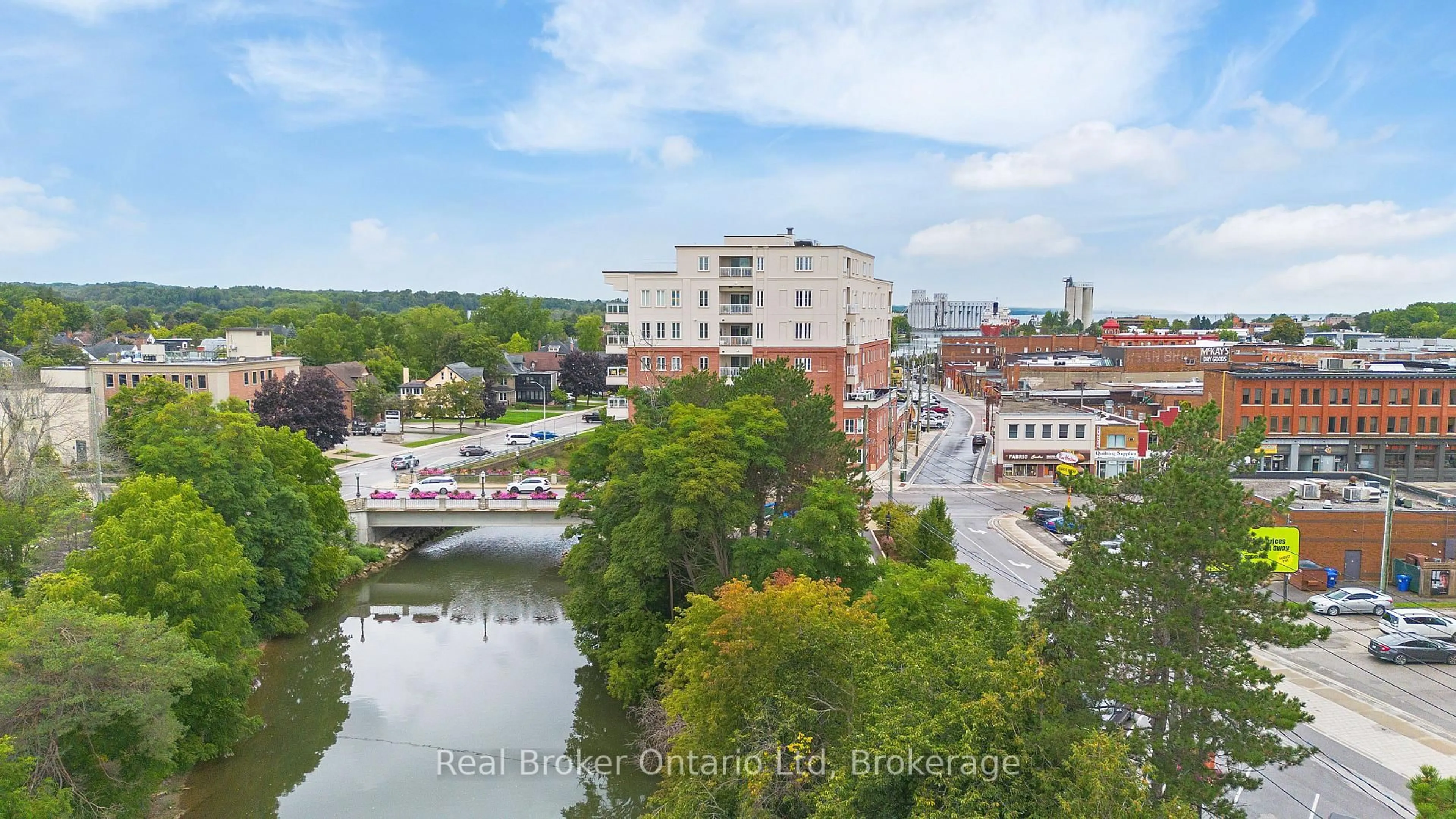 A pic from outside/outdoor area/front of a property/back of a property/a pic from drone, water/lake/river/ocean view for 80 9th St #603, Owen Sound Ontario N4K 1N4