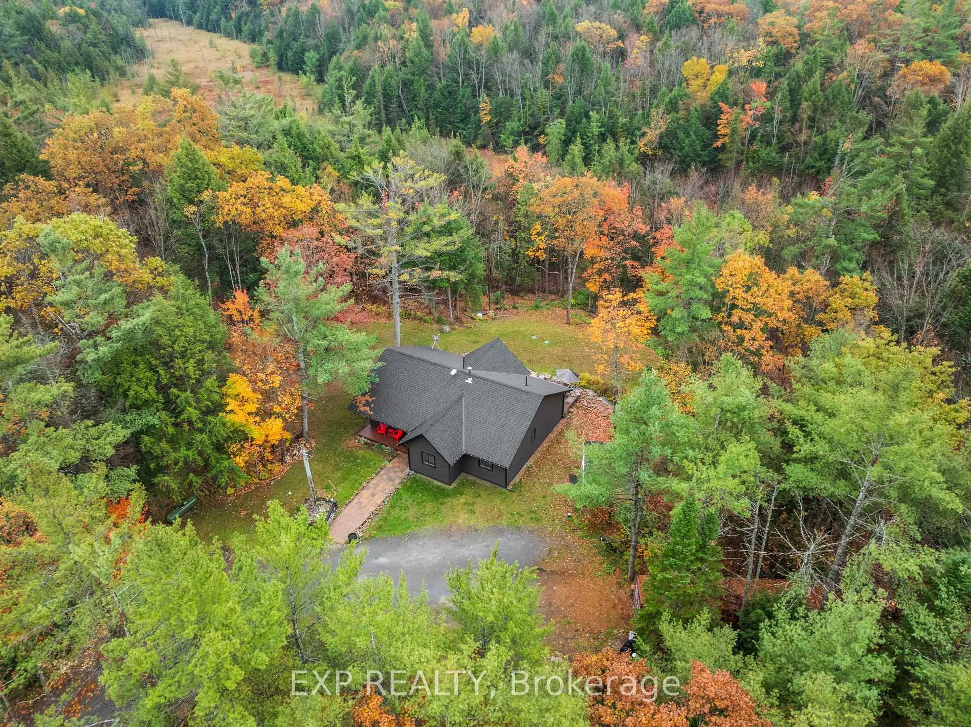 A pic from outside/outdoor area/front of a property/back of a property/a pic from drone, forest/trees view for 1698 Reay Rd, Bracebridge Ontario P1P 1R3
