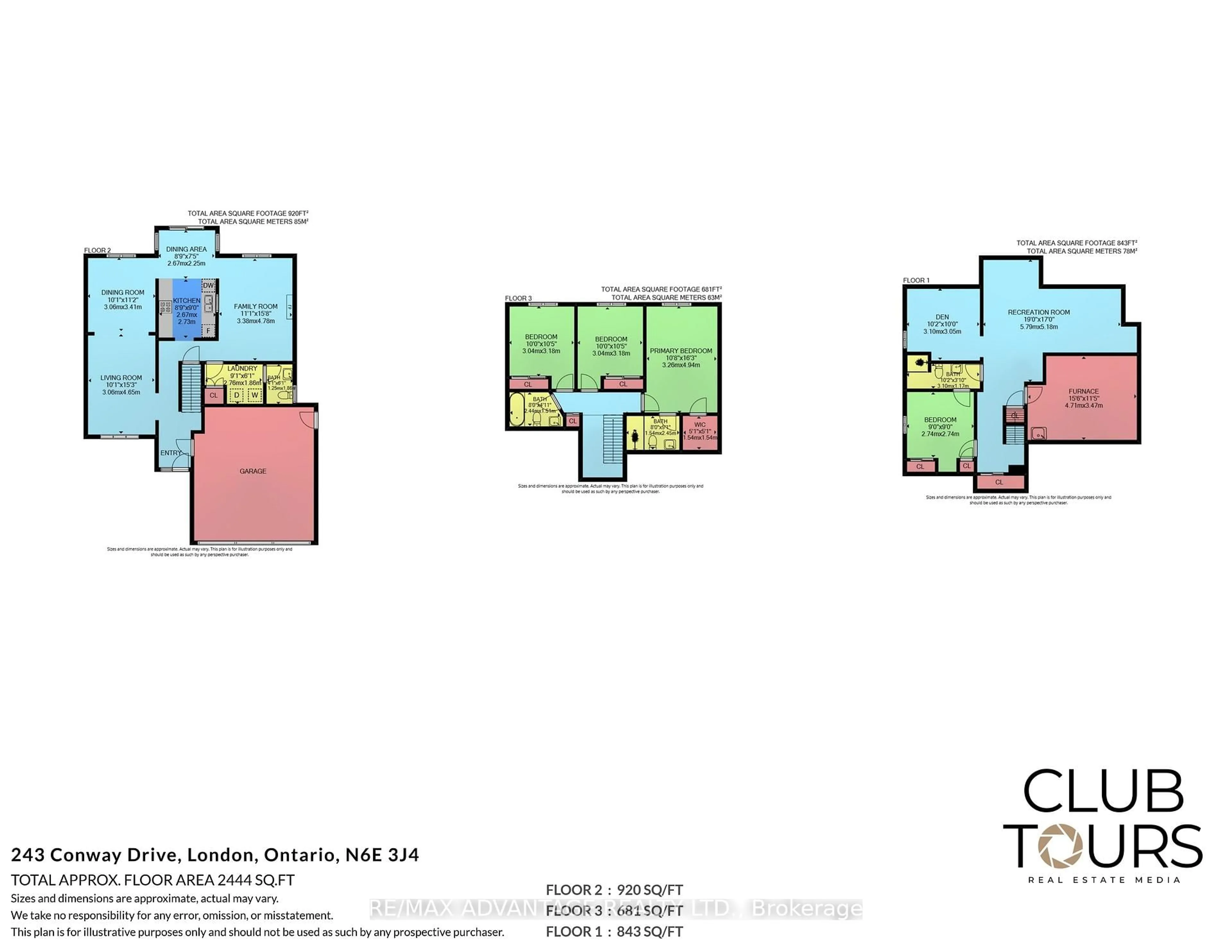 Floor plan for 243 Conway Dr, London South Ontario N6E 3J4