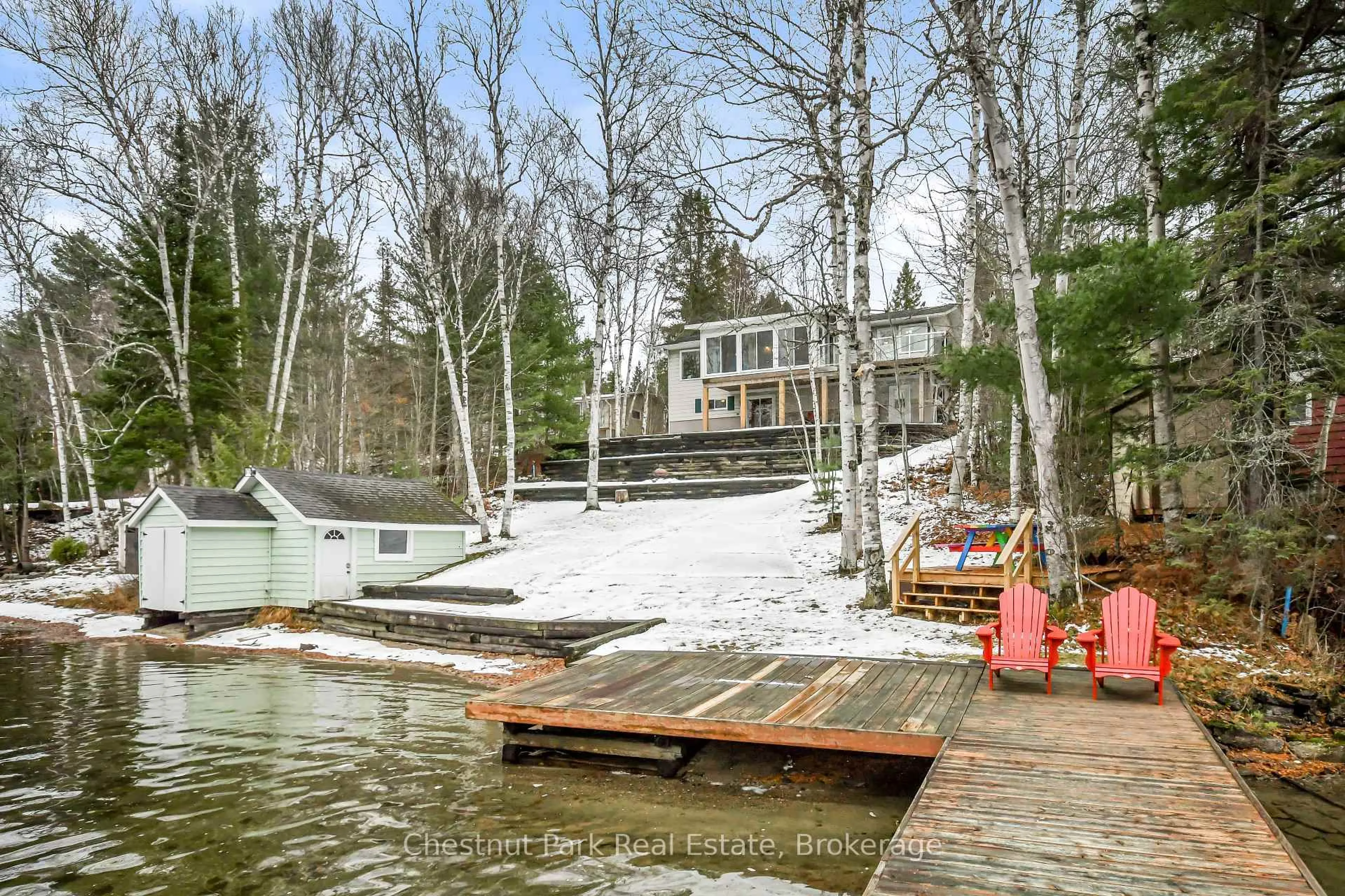 Patio, water/lake/river/ocean view for 148 Churchill Gardens Rd, Perry Ontario P0A 1J0