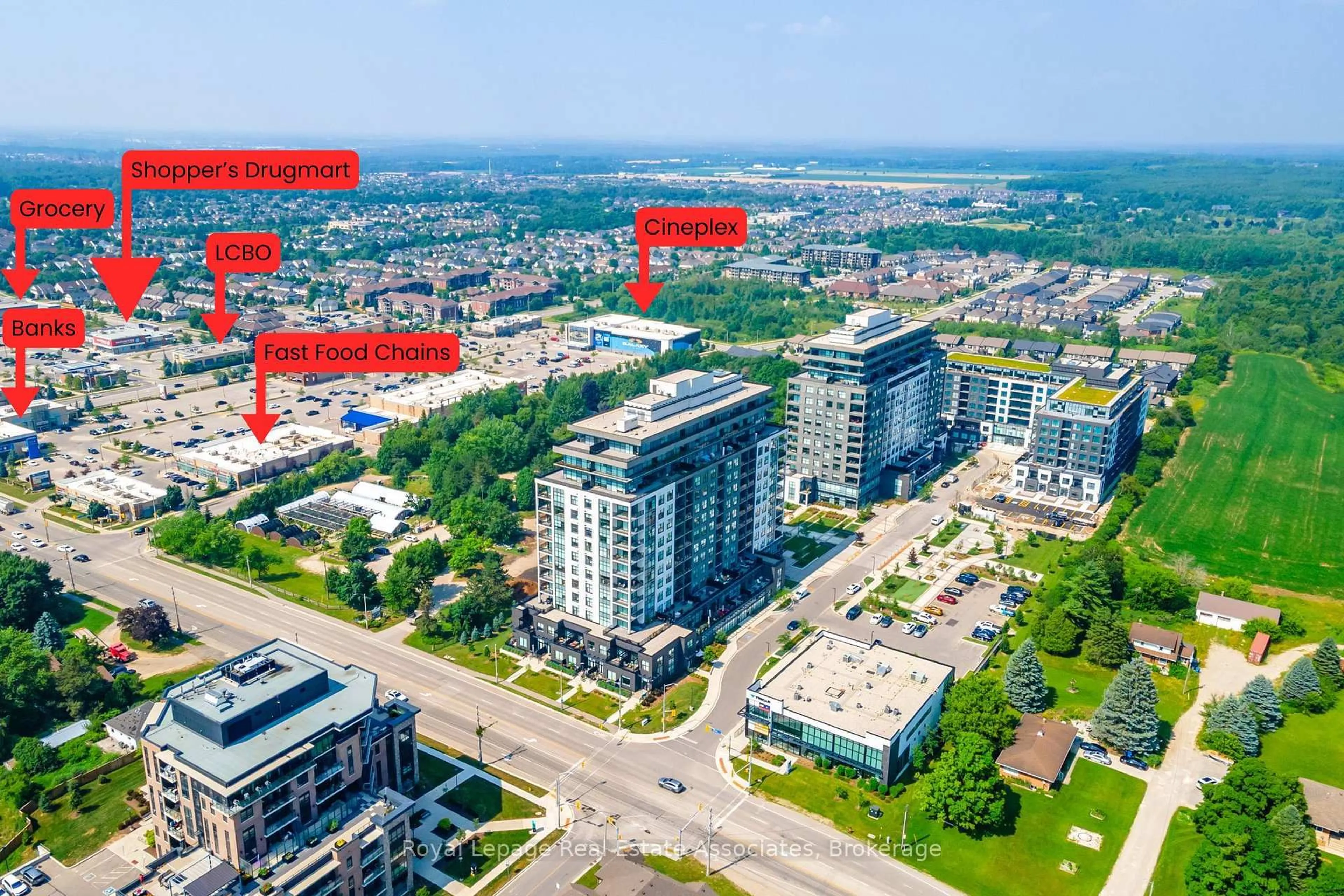 A pic from outside/outdoor area/front of a property/back of a property/a pic from drone, city buildings view from balcony for 1878 Gordon St #814, Guelph Ontario N1L 0P4
