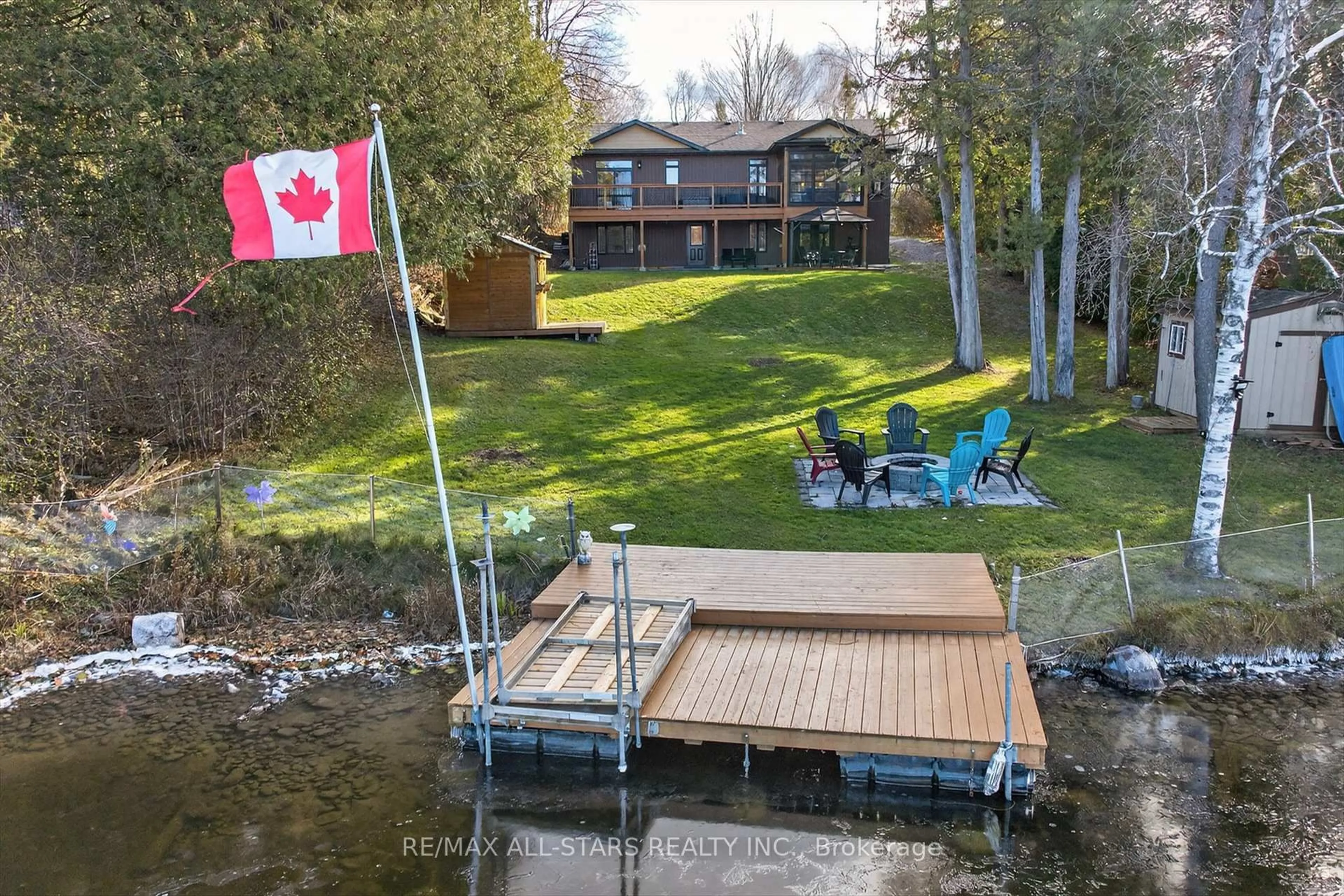 A pic from outside/outdoor area/front of a property/back of a property/a pic from drone, water/lake/river/ocean view for 38 Pheasant St, Kawartha Lakes Ontario K0L 2W0