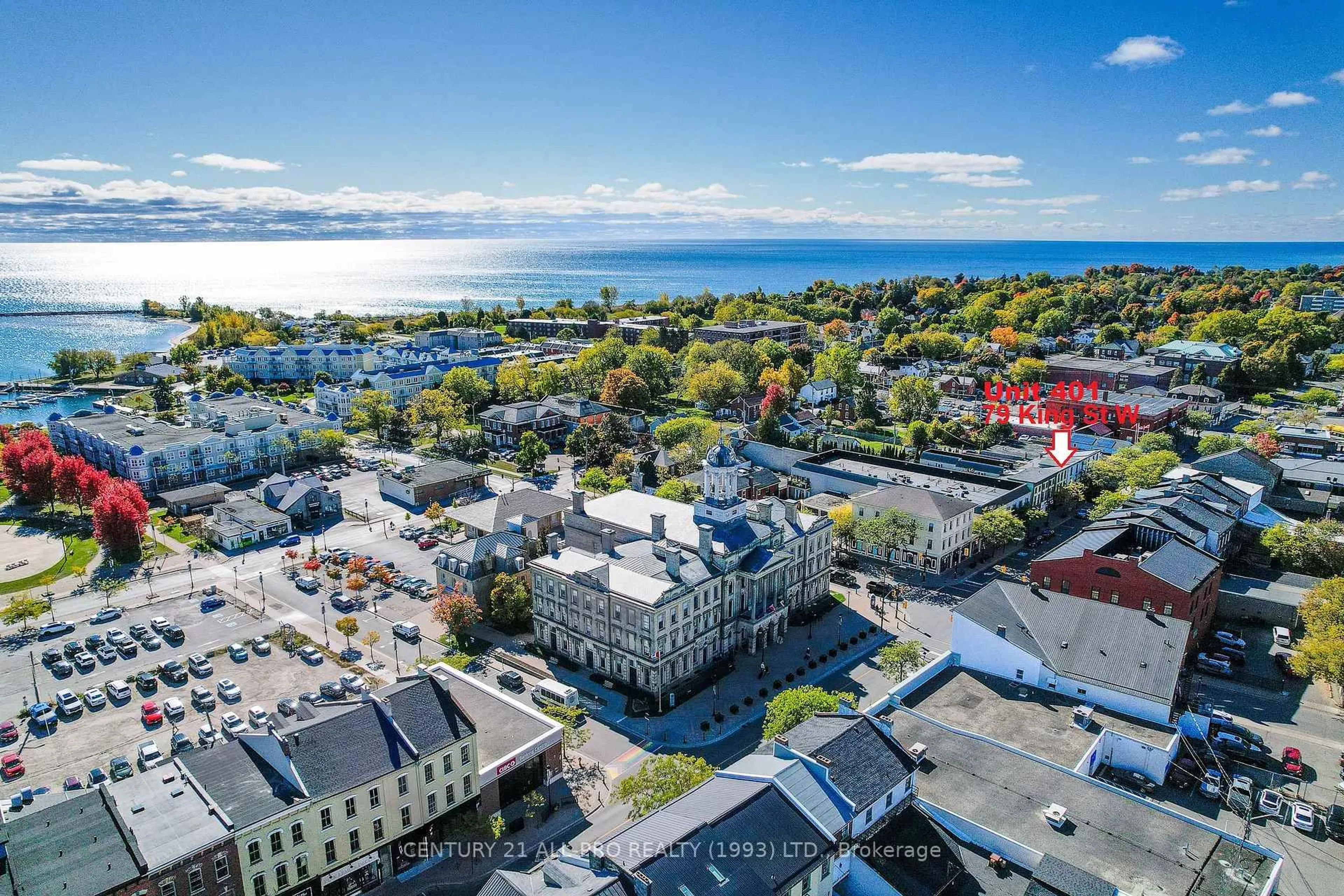 A pic from outside/outdoor area/front of a property/back of a property/a pic from drone, unknown for 79 King St #401, Cobourg Ontario K9A 2M4