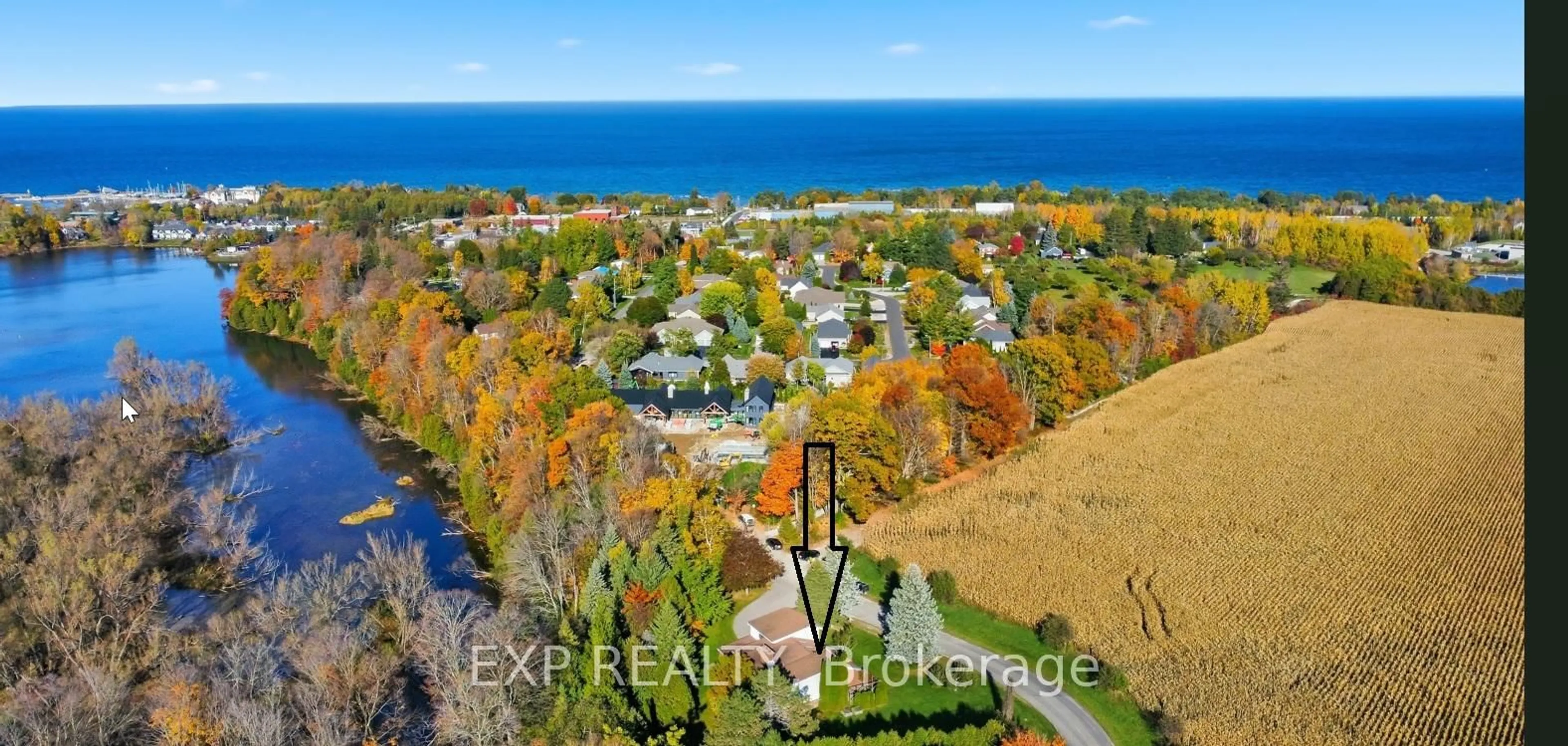 A pic from outside/outdoor area/front of a property/back of a property/a pic from drone, water/lake/river/ocean view for 164 Arthur Taylor Lane, Blue Mountains Ontario N0H 1J0