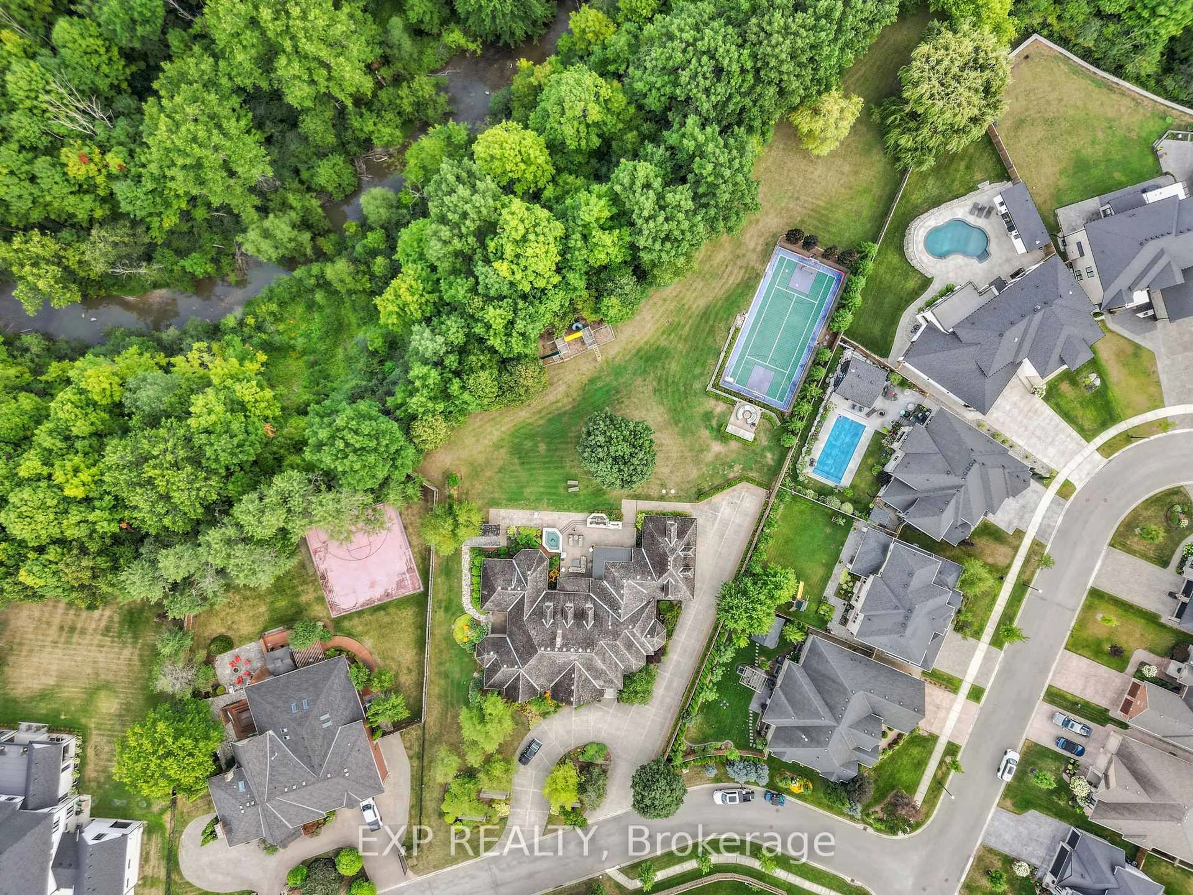 A pic from outside/outdoor area/front of a property/back of a property/a pic from drone, forest/trees view for 569 Franklinway Gate, London North Ontario N6G 5C8