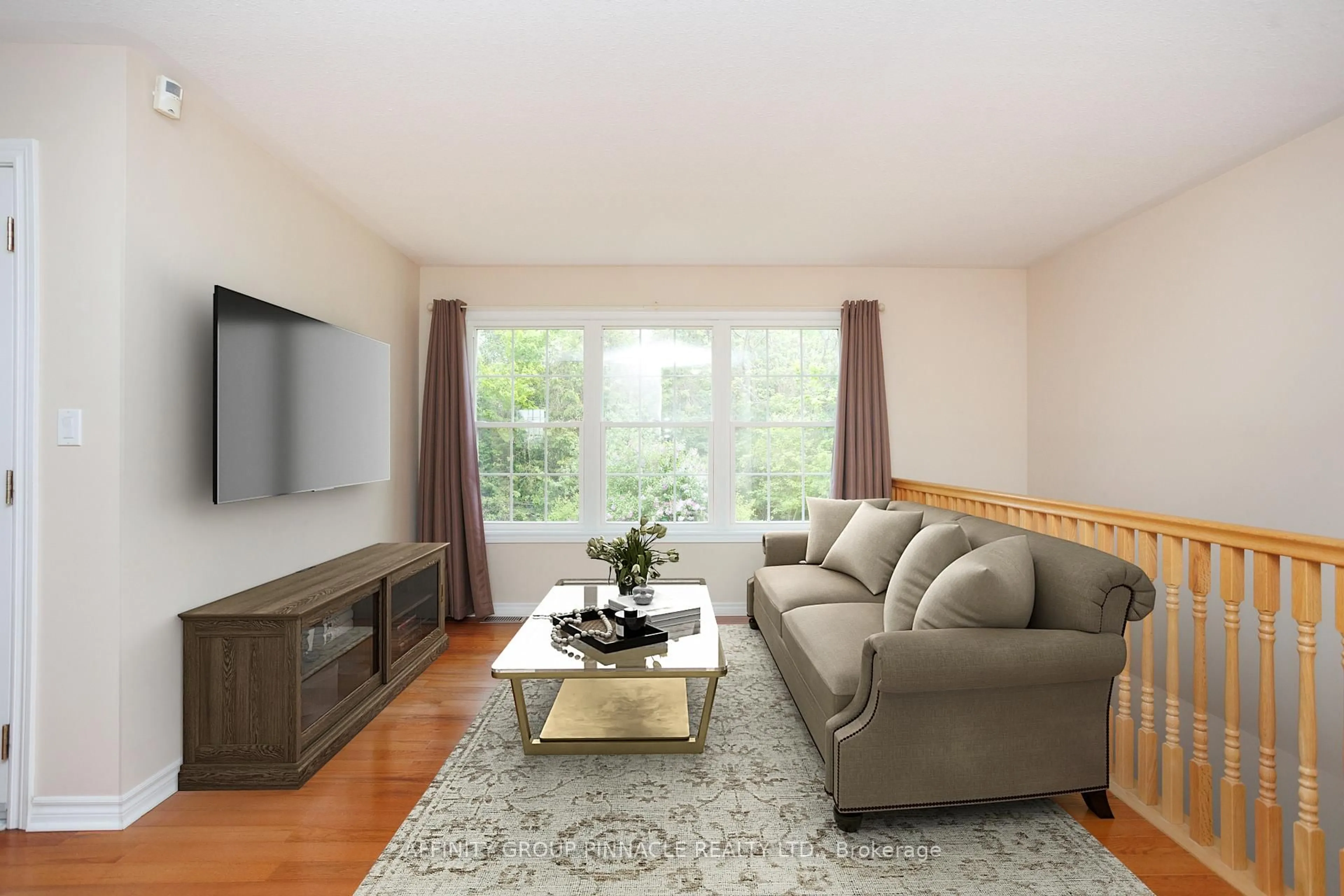 Living room with furniture, wood/laminate floor for 10 Champlain Blvd, Kawartha Lakes Ontario K9V 0H9