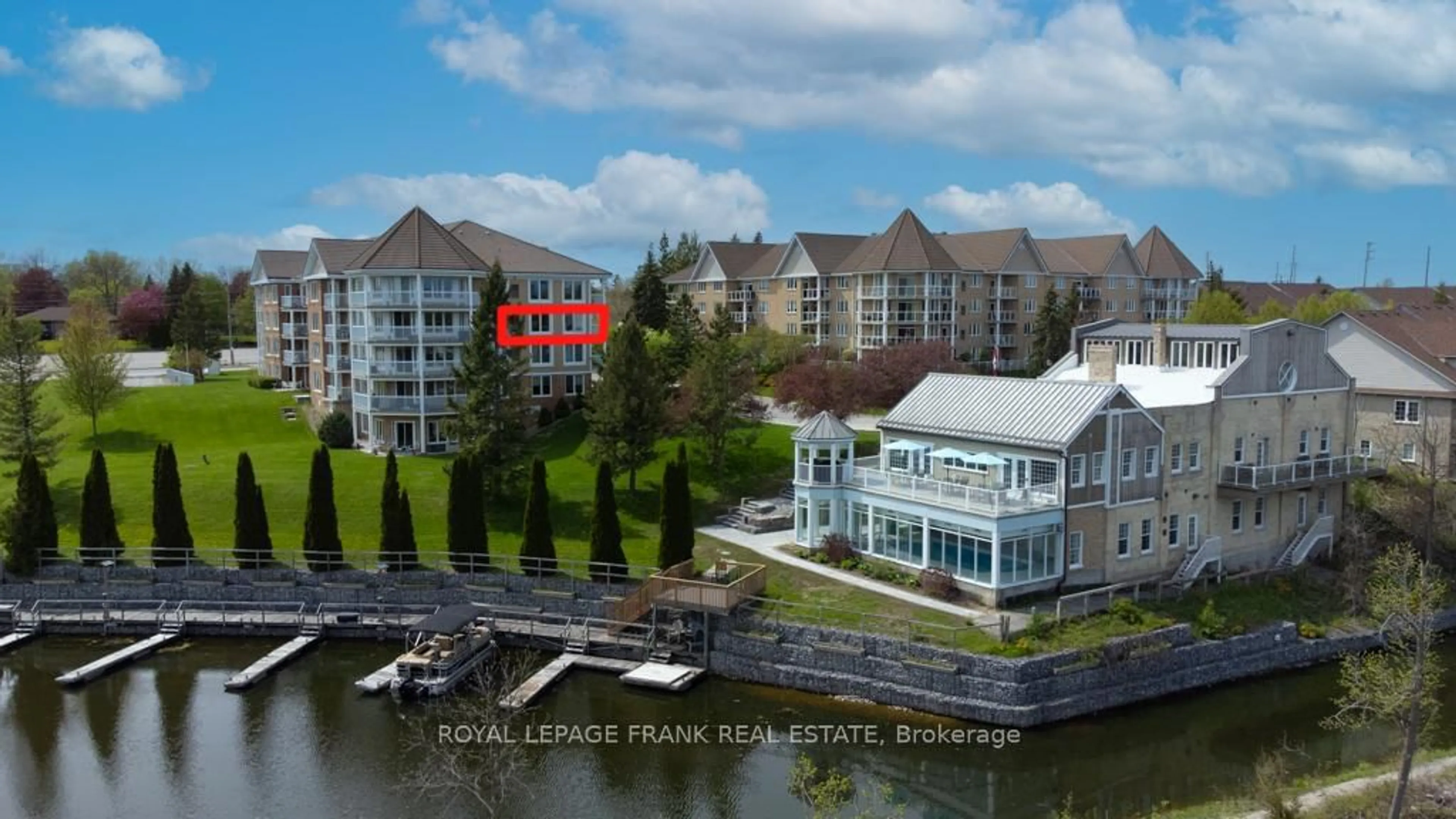 A pic from outside/outdoor area/front of a property/back of a property/a pic from drone, water/lake/river/ocean view for 50 Rivermill Blvd #308, Kawartha Lakes Ontario K9V 6C1