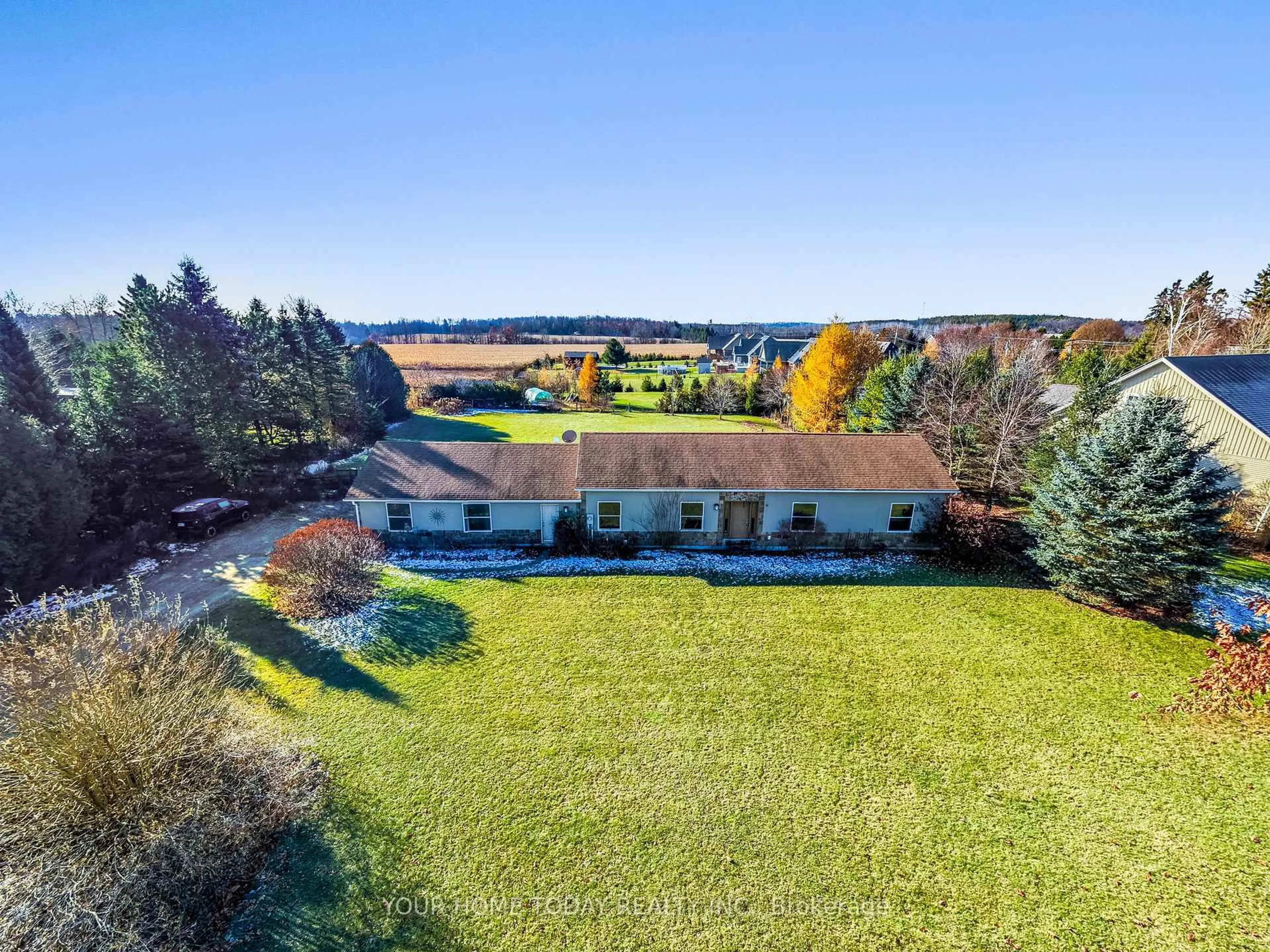 A pic from outside/outdoor area/front of a property/back of a property/a pic from drone, water/lake/river/ocean view for 5860 Fifth Line, Erin Ontario N0B 1Z0