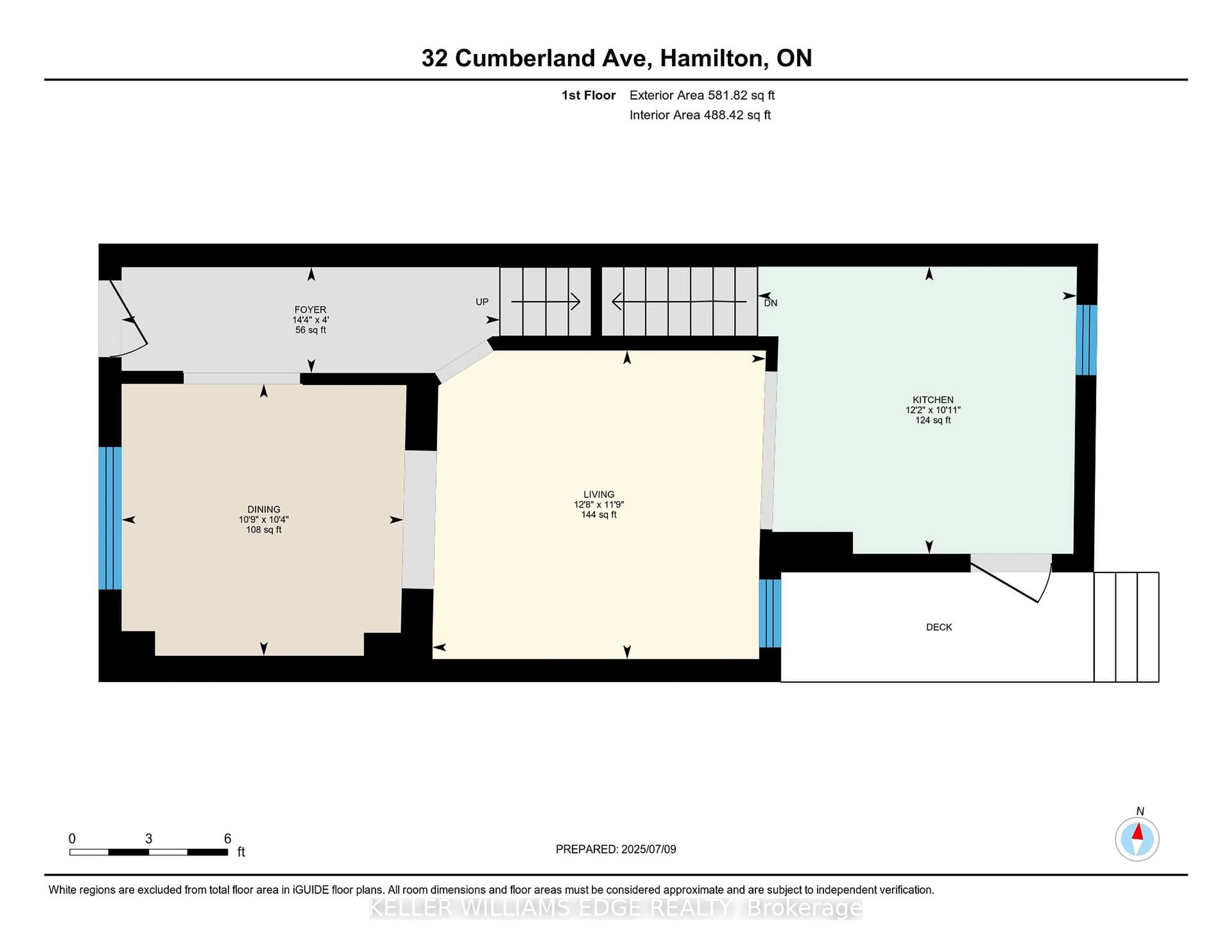 Floor plan for 32 Cumberland Ave, Hamilton Ontario L8M 1Y7