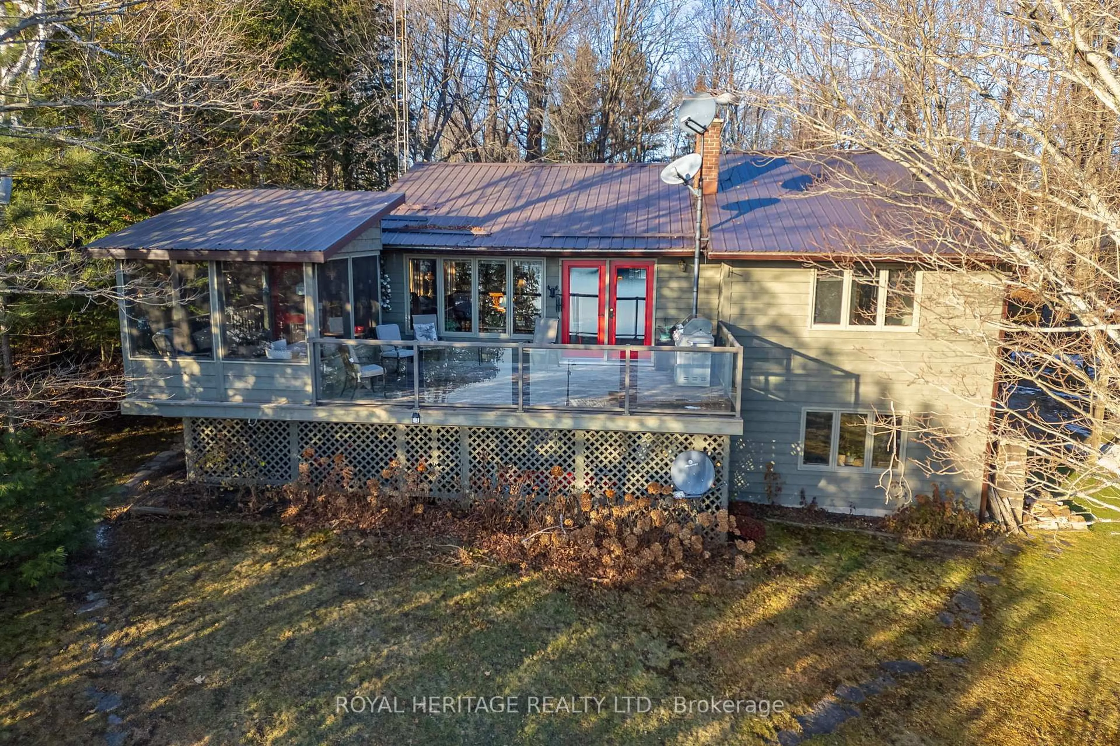 A pic from outside/outdoor area/front of a property/back of a property/a pic from drone, unknown for 286 Holden Rd, Magnetawan Ontario P0A 1C0