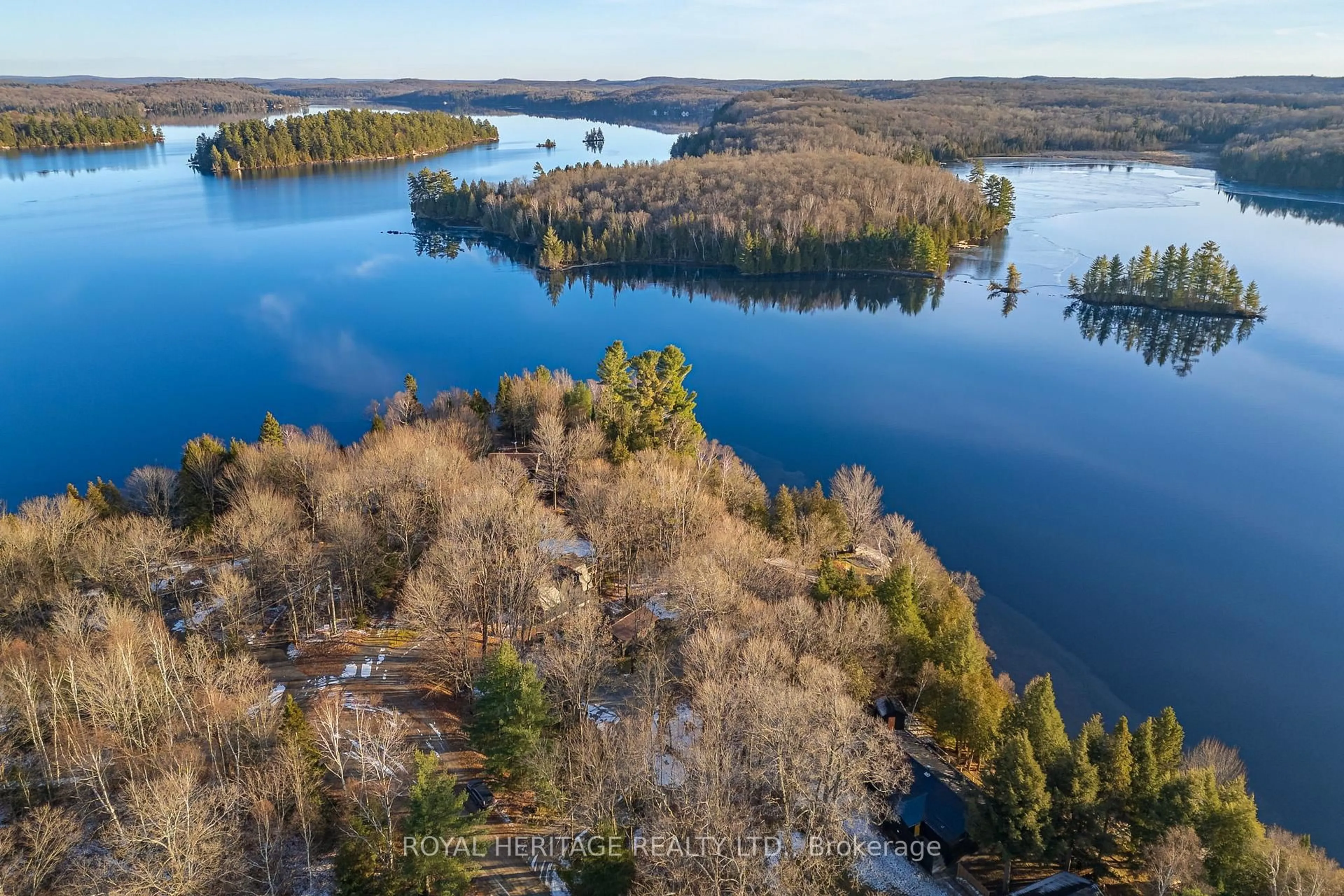 A pic from outside/outdoor area/front of a property/back of a property/a pic from drone, water/lake/river/ocean view for 286 Holden Rd, Magnetawan Ontario P0A 1C0