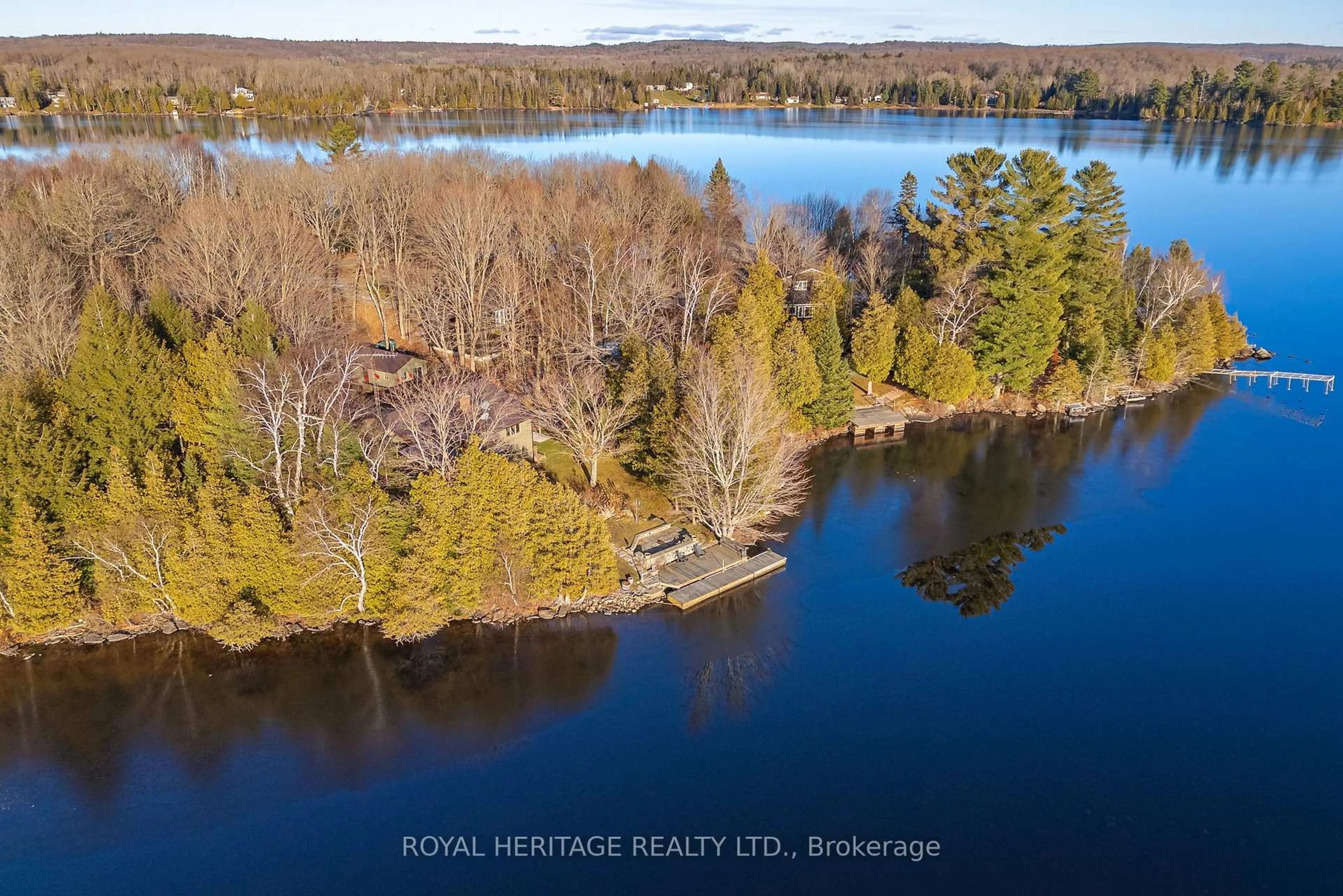 A pic from outside/outdoor area/front of a property/back of a property/a pic from drone, water/lake/river/ocean view for 286 Holden Rd, Magnetawan Ontario P0A 1C0