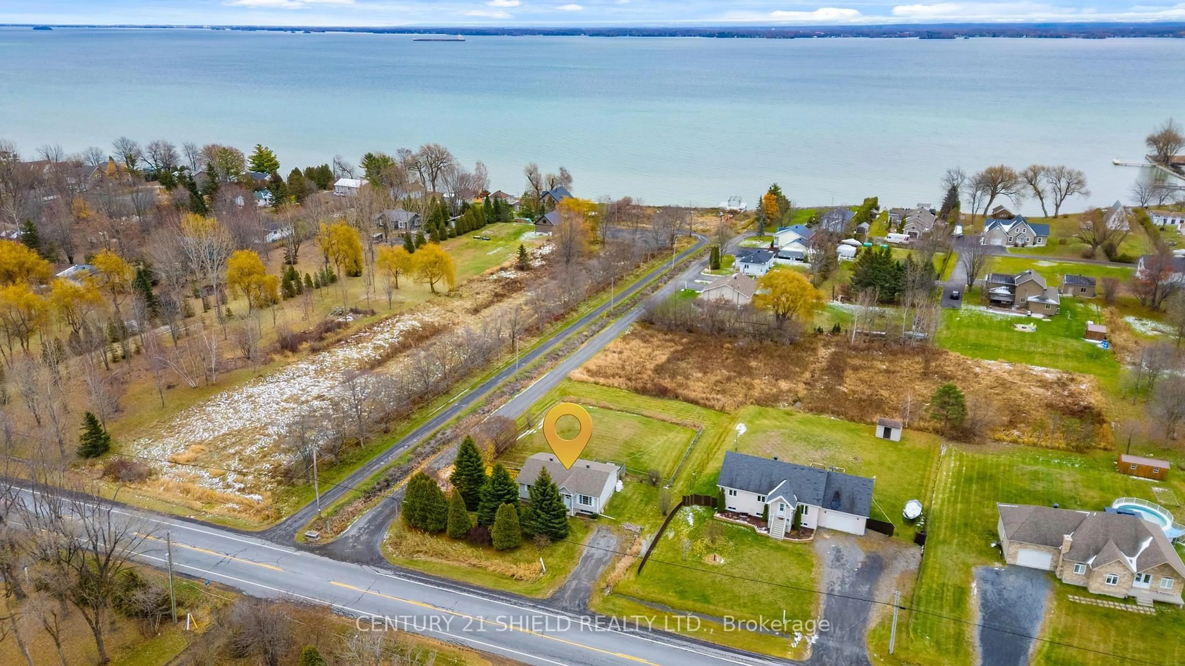 A pic from outside/outdoor area/front of a property/back of a property/a pic from drone, water/lake/river/ocean view for 22032 Old Highway 2 Highway, South Glengarry Ontario K0C 1E0