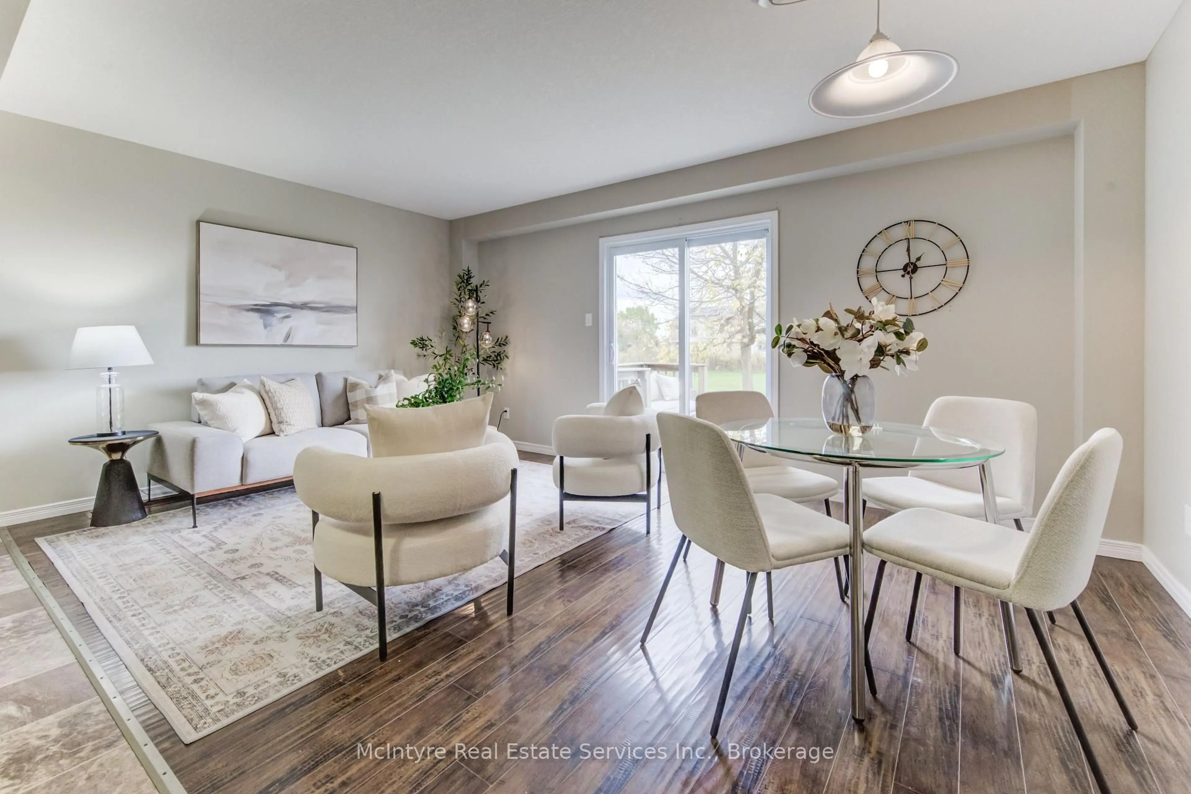 Living room with furniture, wood/laminate floor for 355 Fisher Mills Rd #27, Cambridge Ontario N3C 4N5