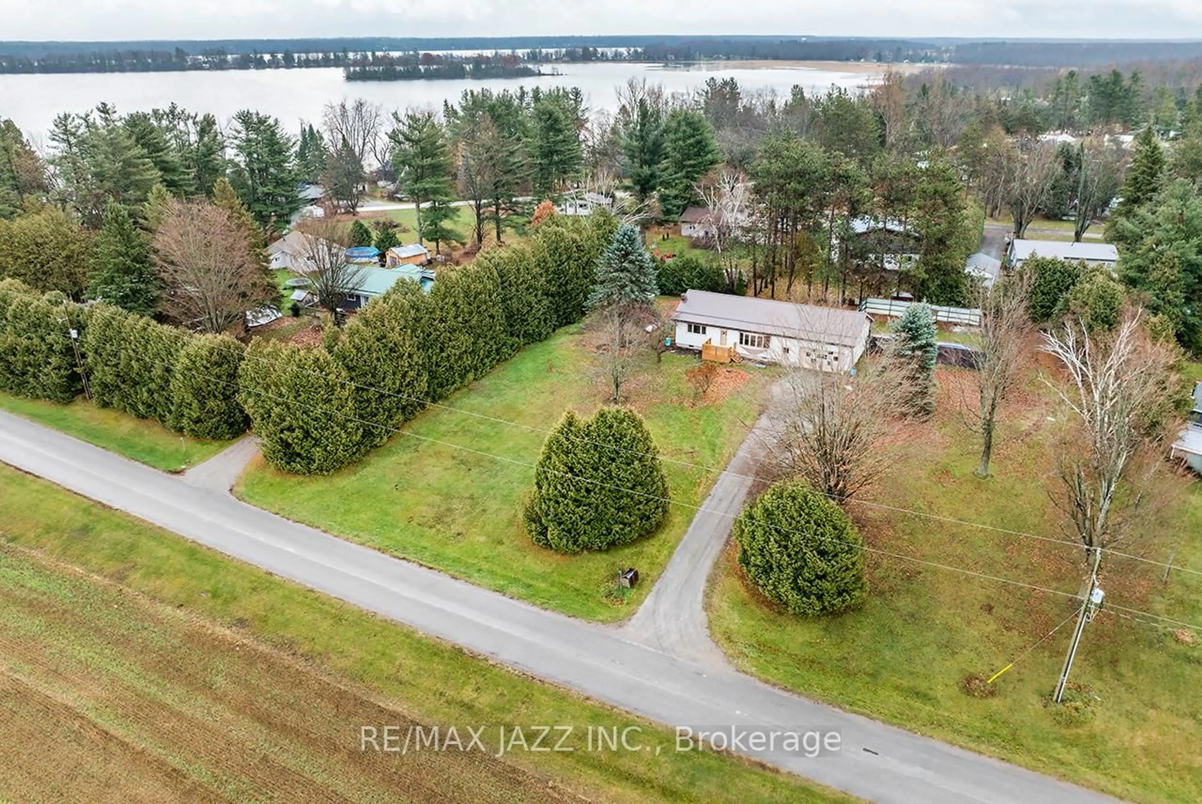 A pic from outside/outdoor area/front of a property/back of a property/a pic from drone, water/lake/river/ocean view for 134 Day Dr, Kawartha Lakes Ontario L3V 6H5