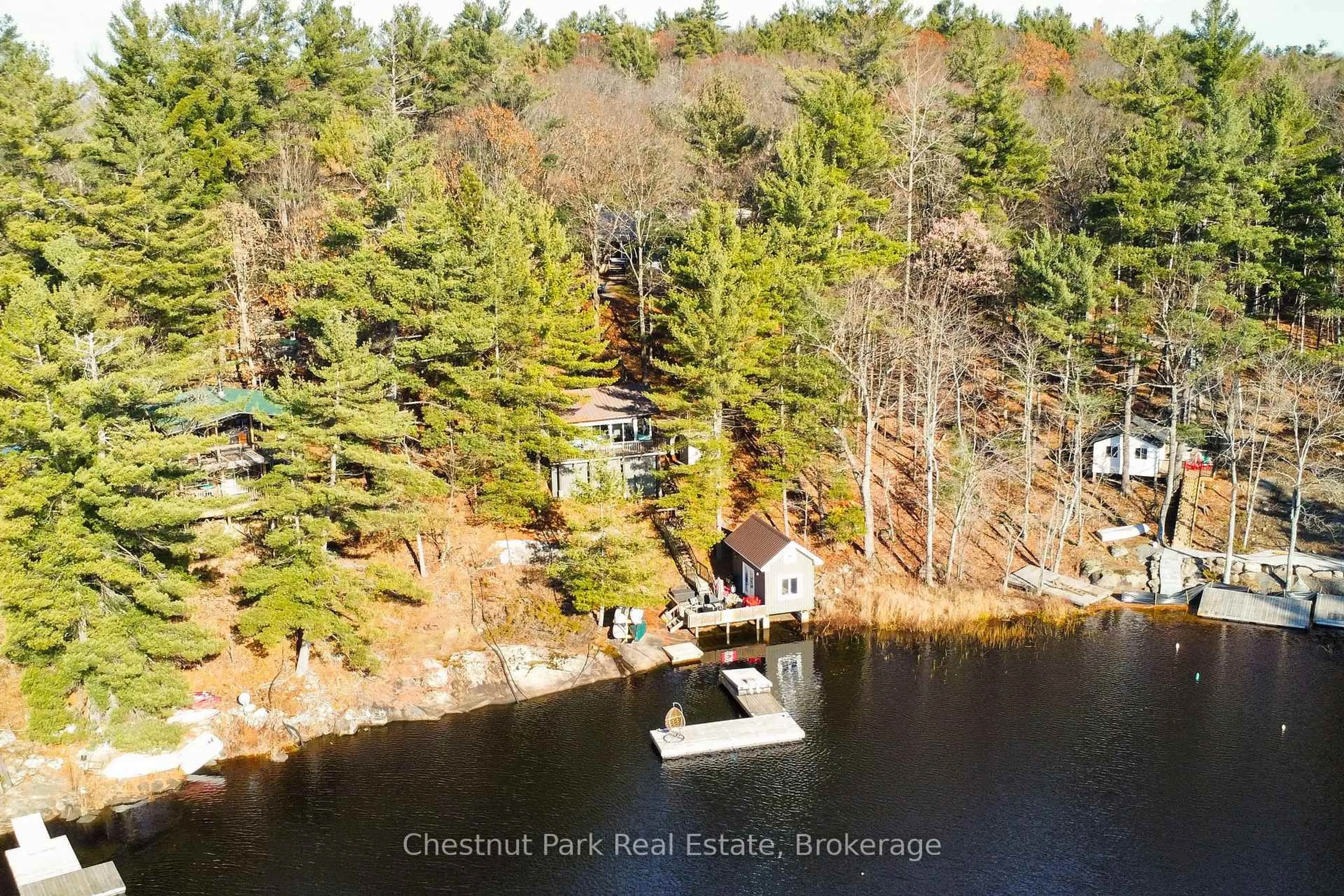 A pic from outside/outdoor area/front of a property/back of a property/a pic from drone, water/lake/river/ocean view for 2487 Falkenburg Rd, Muskoka Lakes Ontario P0B 1J0