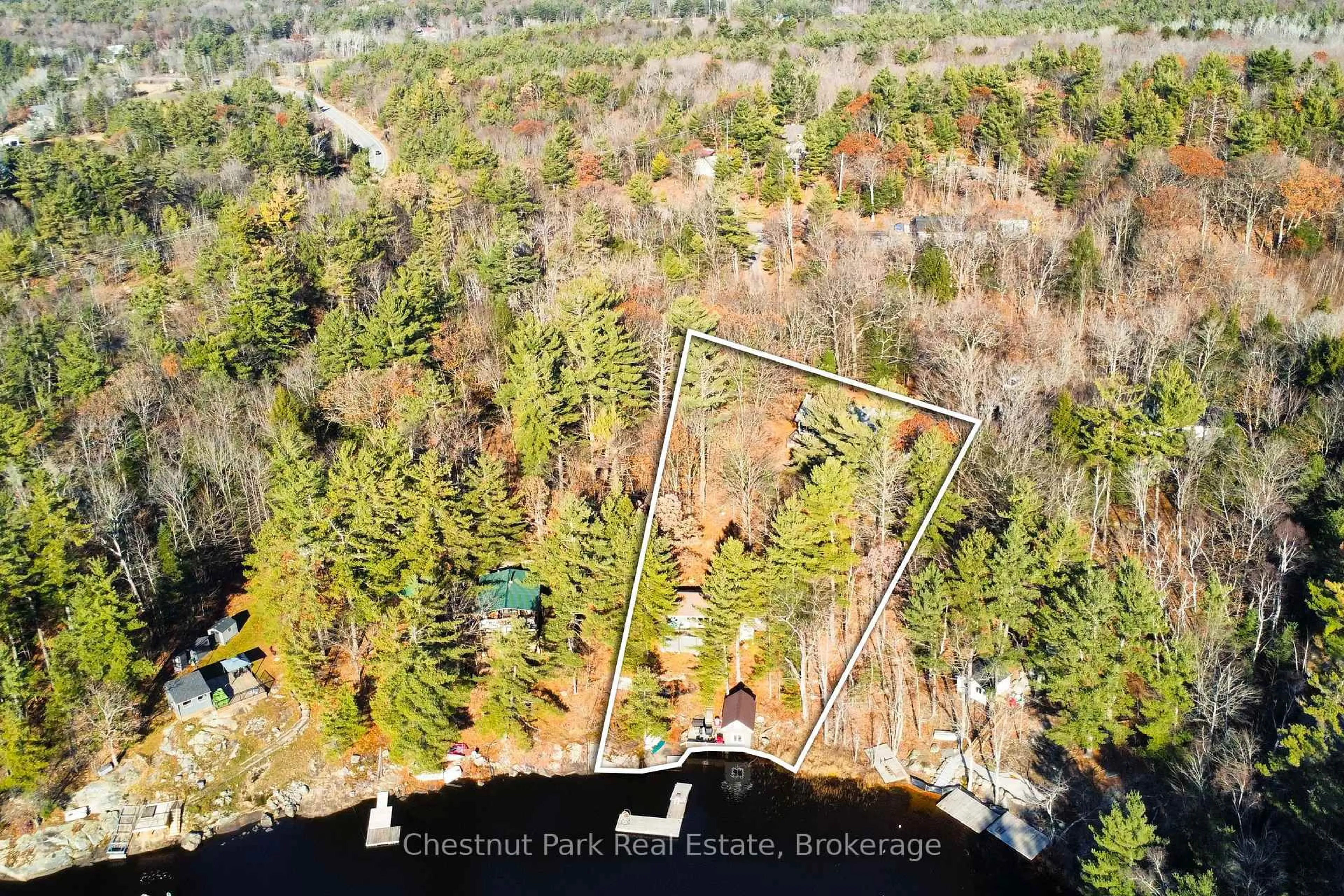A pic from outside/outdoor area/front of a property/back of a property/a pic from drone, forest/trees view for 2487 Falkenburg Rd, Muskoka Lakes Ontario P0B 1J0
