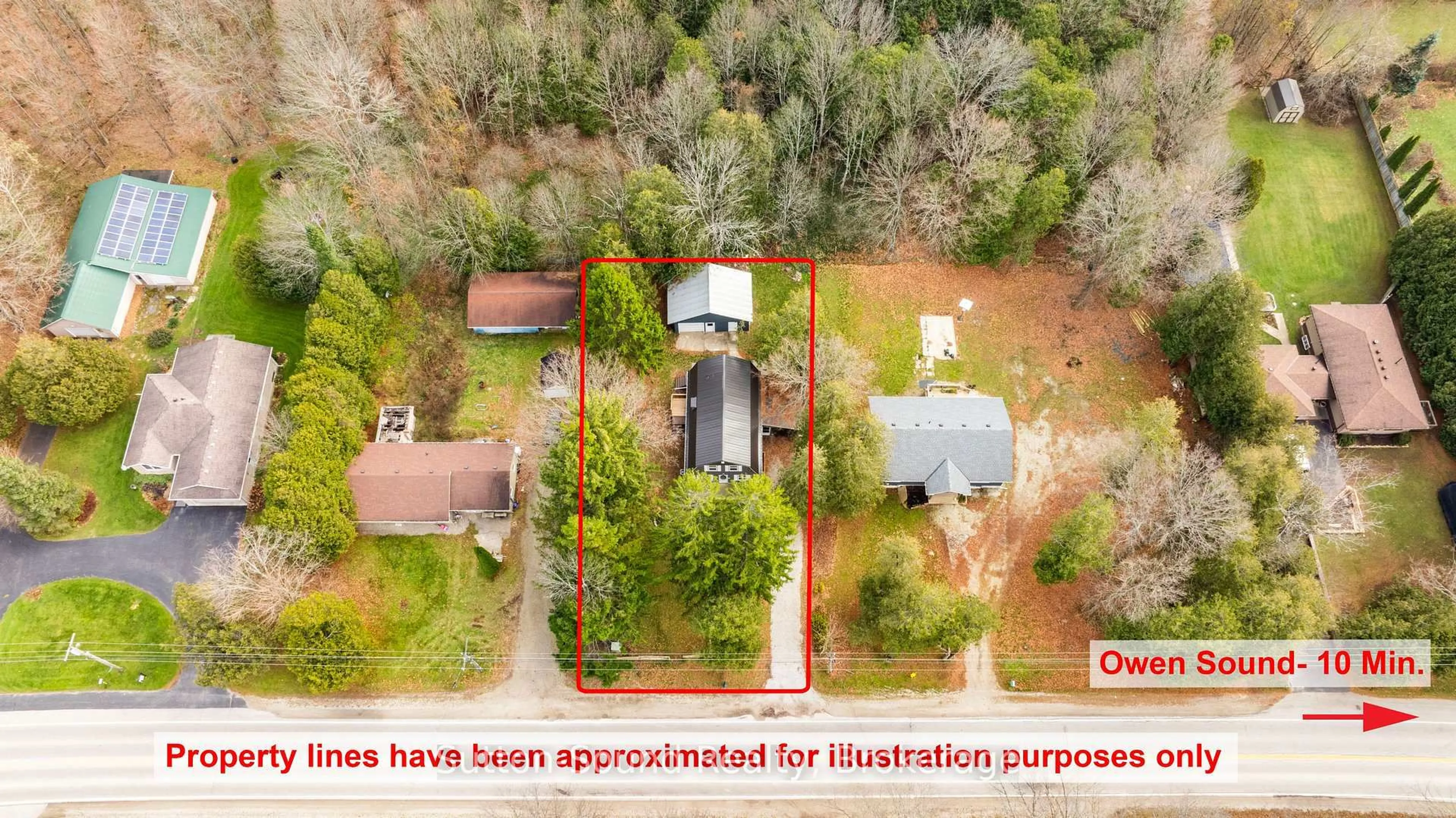 A pic from outside/outdoor area/front of a property/back of a property/a pic from drone, building for 318777 Grey Road 1 Rd, Georgian Bluffs Ontario N4K 5N4