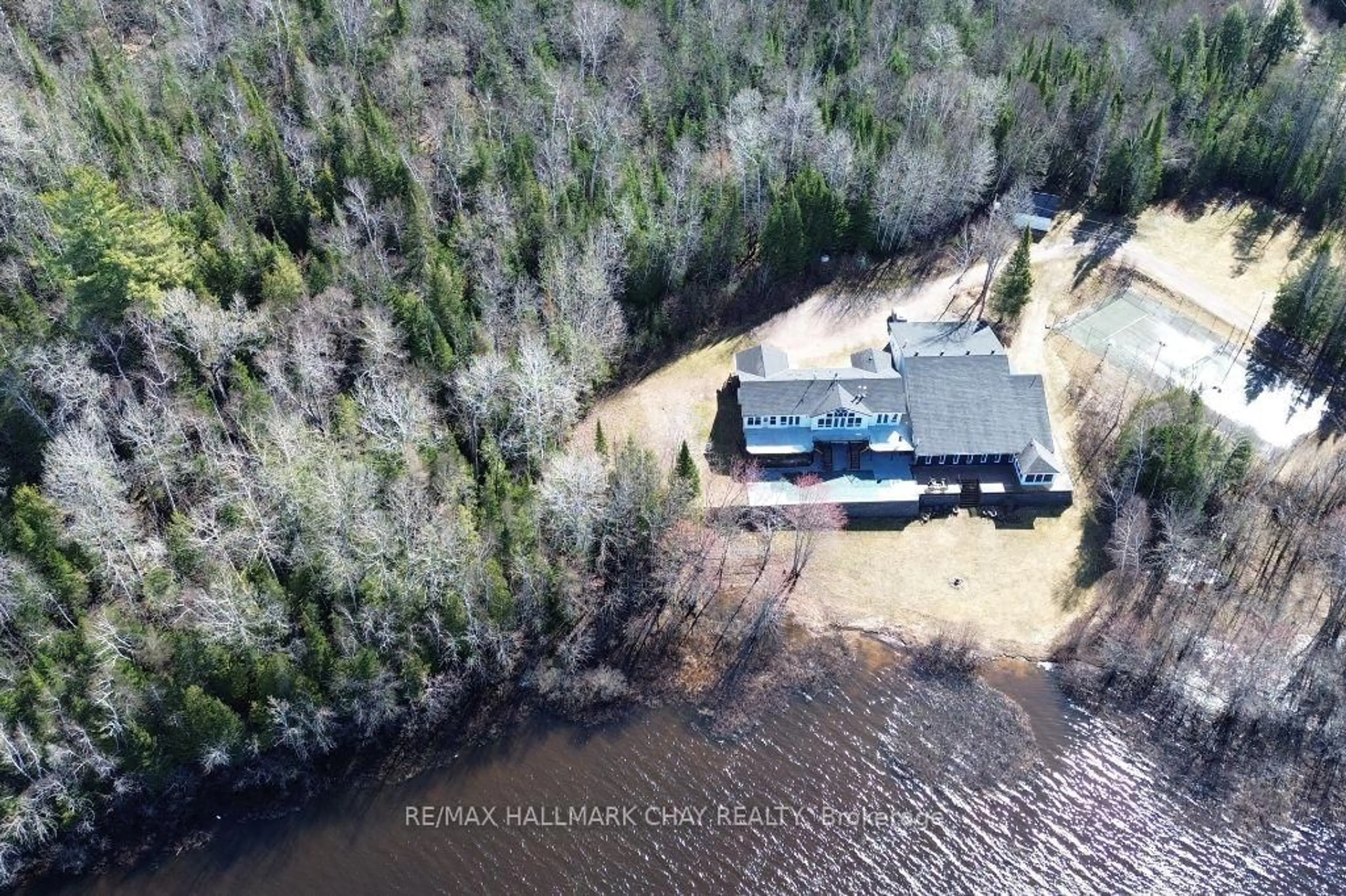 A pic from outside/outdoor area/front of a property/back of a property/a pic from drone, water/lake/river/ocean view for 2318 Pickerel & Jack Lake Rd, Armour Ontario P0A 1C0
