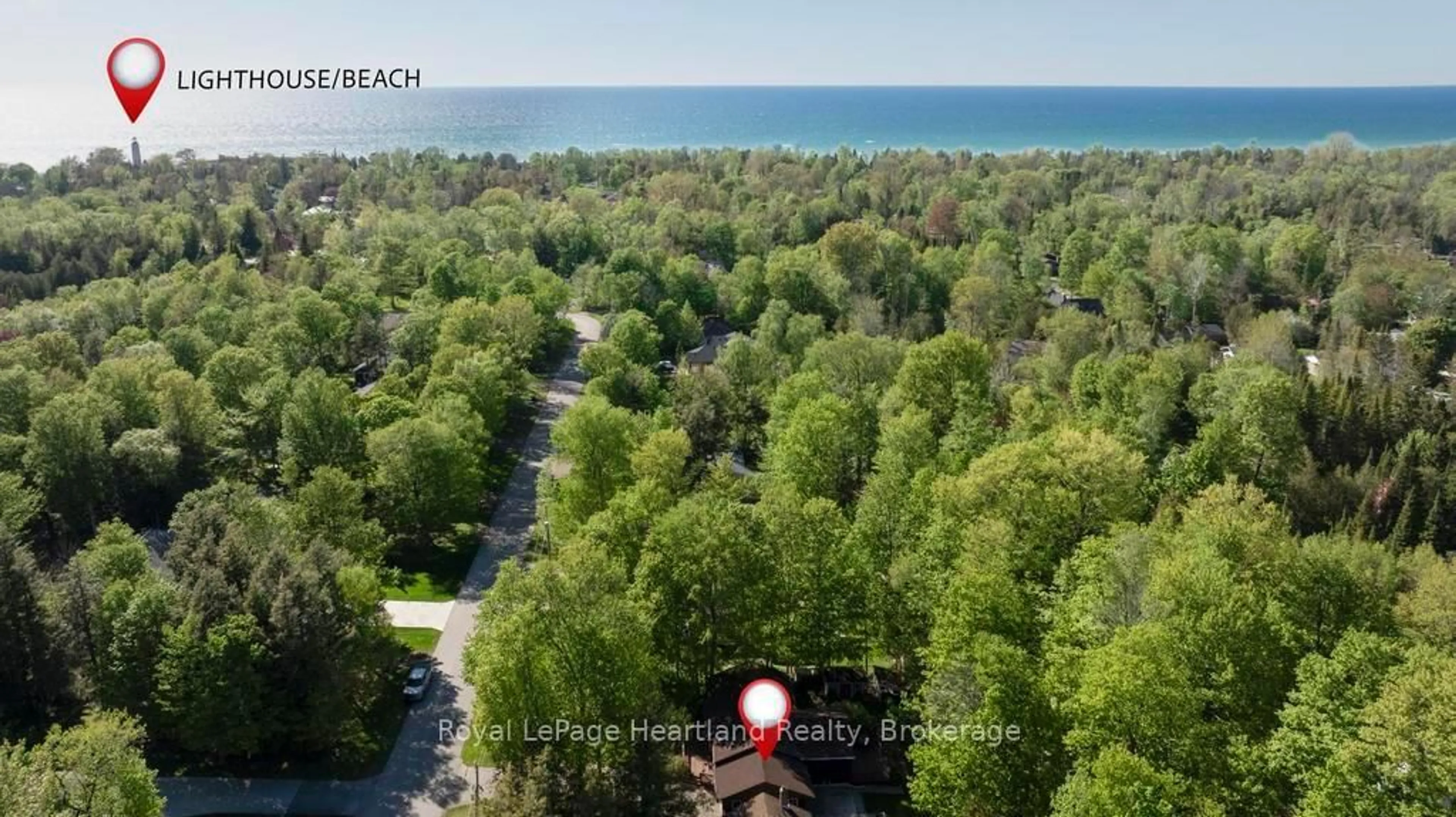 A pic from outside/outdoor area/front of a property/back of a property/a pic from drone, water/lake/river/ocean view for 216 Shadywood Cres, Huron-Kinloss Ontario N2Z 2X3
