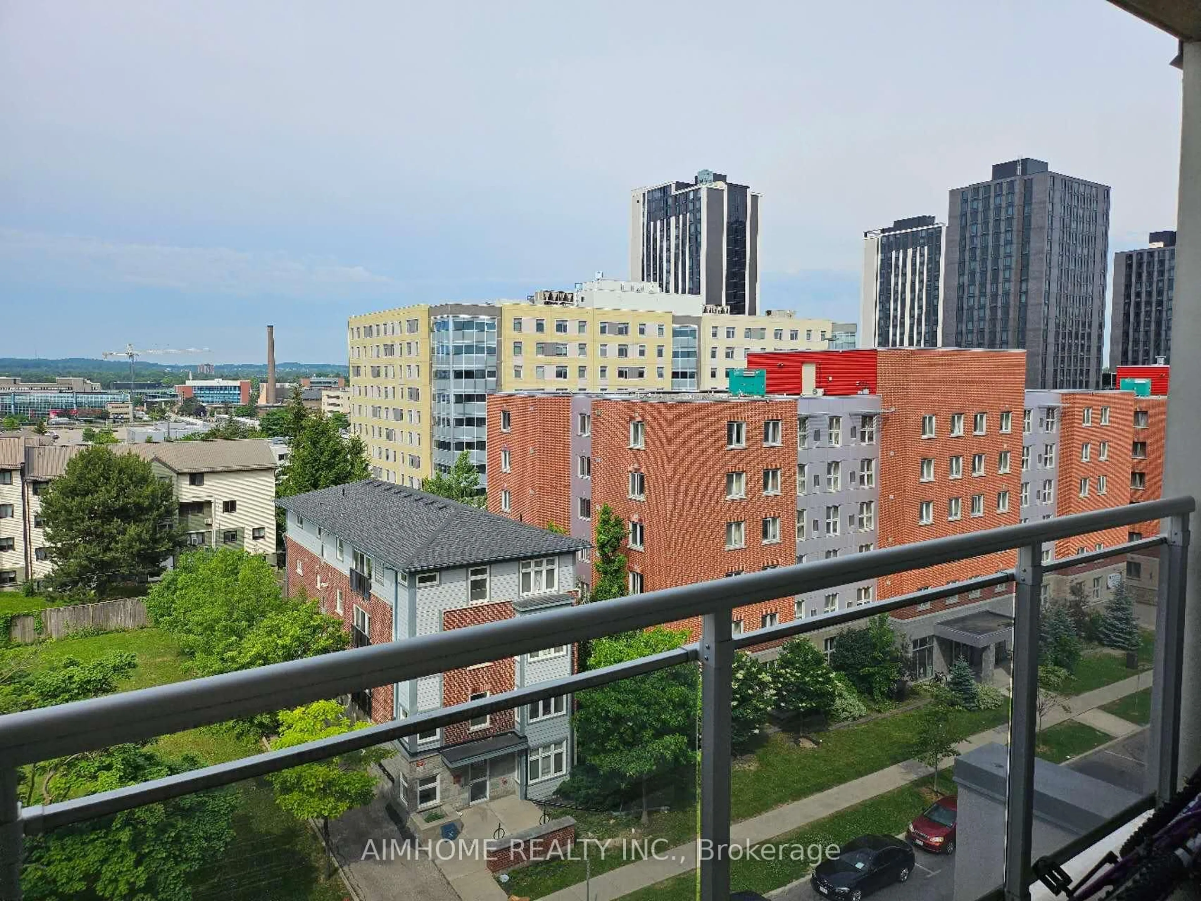 Balcony in the apartment, city buildings view from balcony for 280 Lester St #614, Waterloo Ontario N2L 3W6