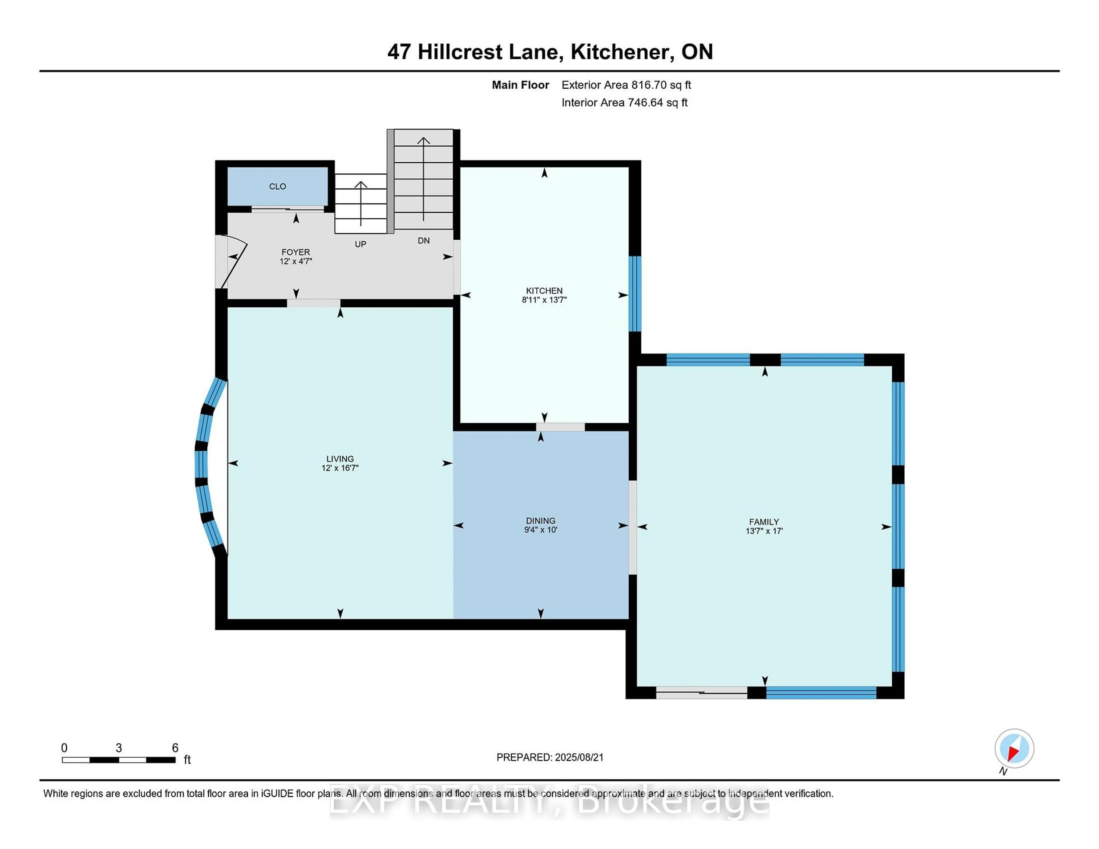 Floor plan for 47 Hillcrest Lane, Kitchener Ontario N2K 1S9