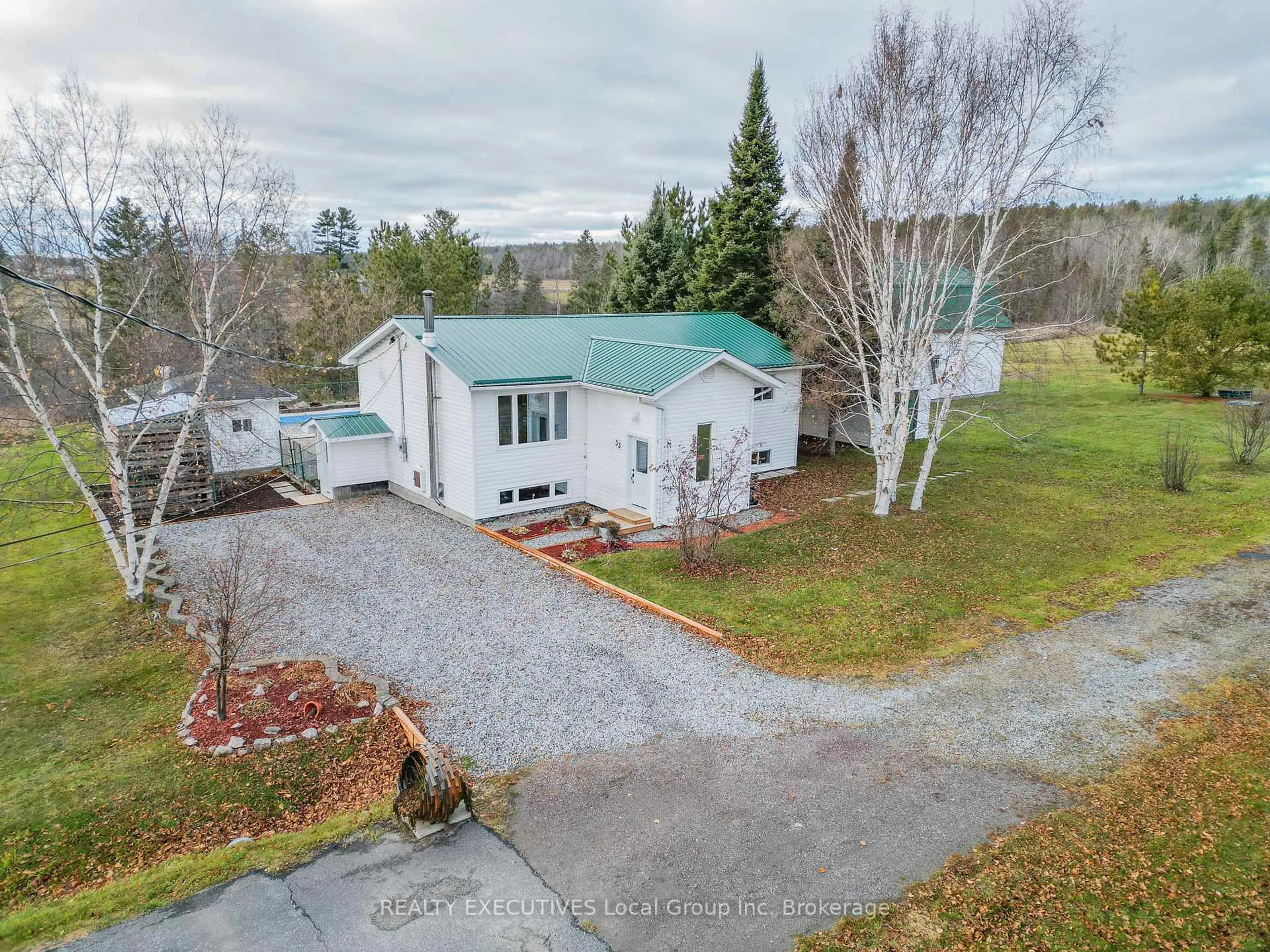 A pic from outside/outdoor area/front of a property/back of a property/a pic from drone, water/lake/river/ocean view for 33 Dubeau St, West Nipissing Ontario P0H 2M0