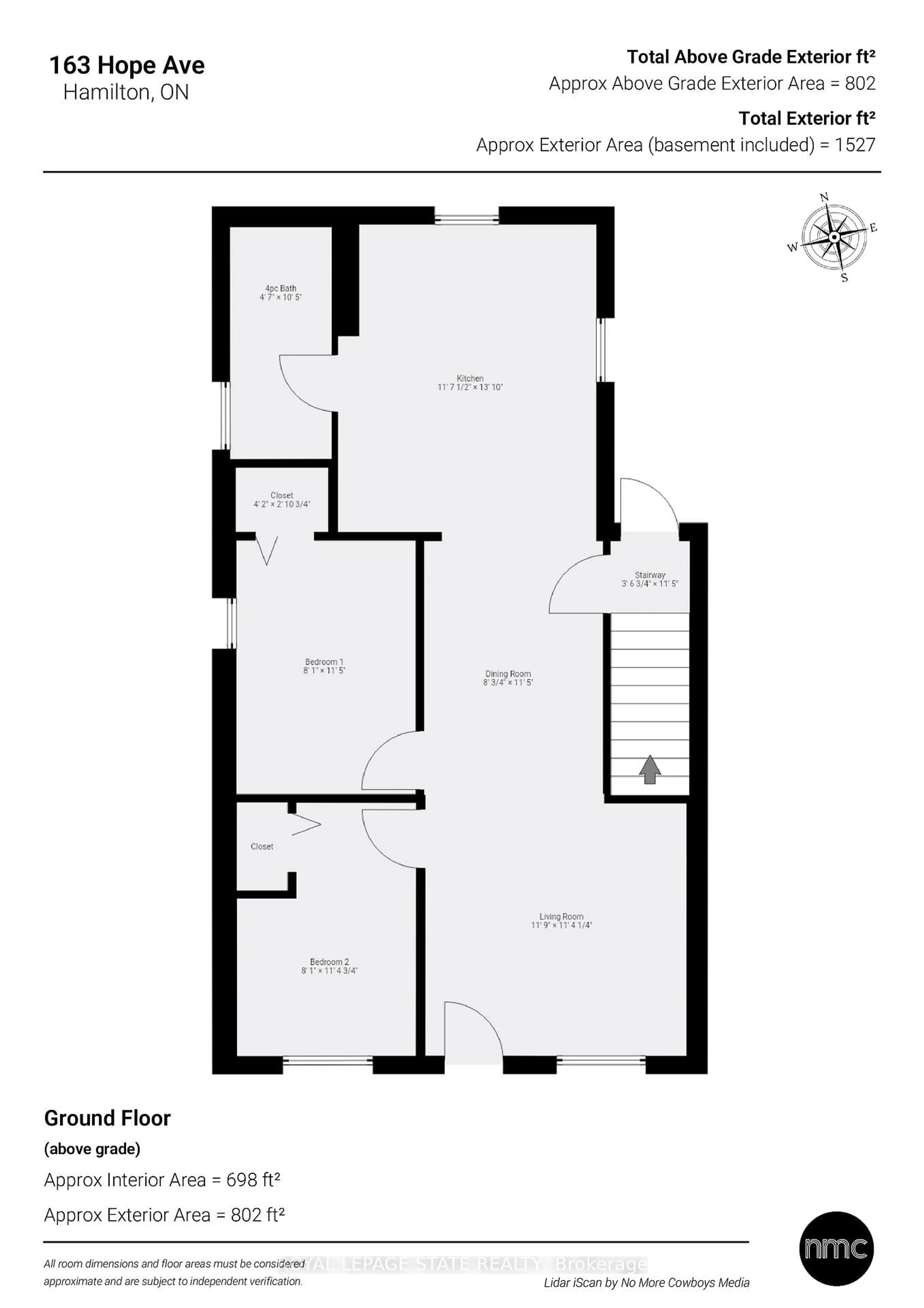 Floor plan for 163 Hope Ave, Hamilton Ontario L8H 2E7