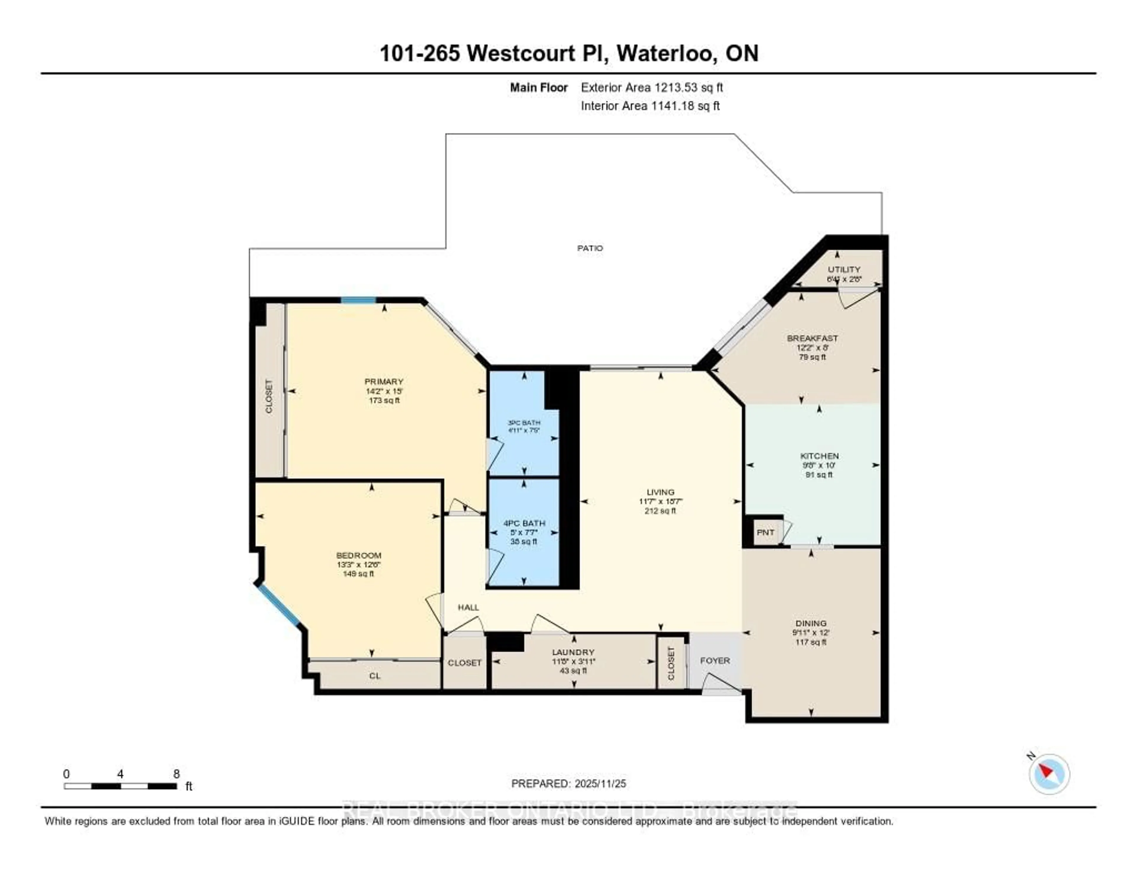 Floor plan for 265 Westcourt Pl #101, Waterloo Ontario N2L 6E4