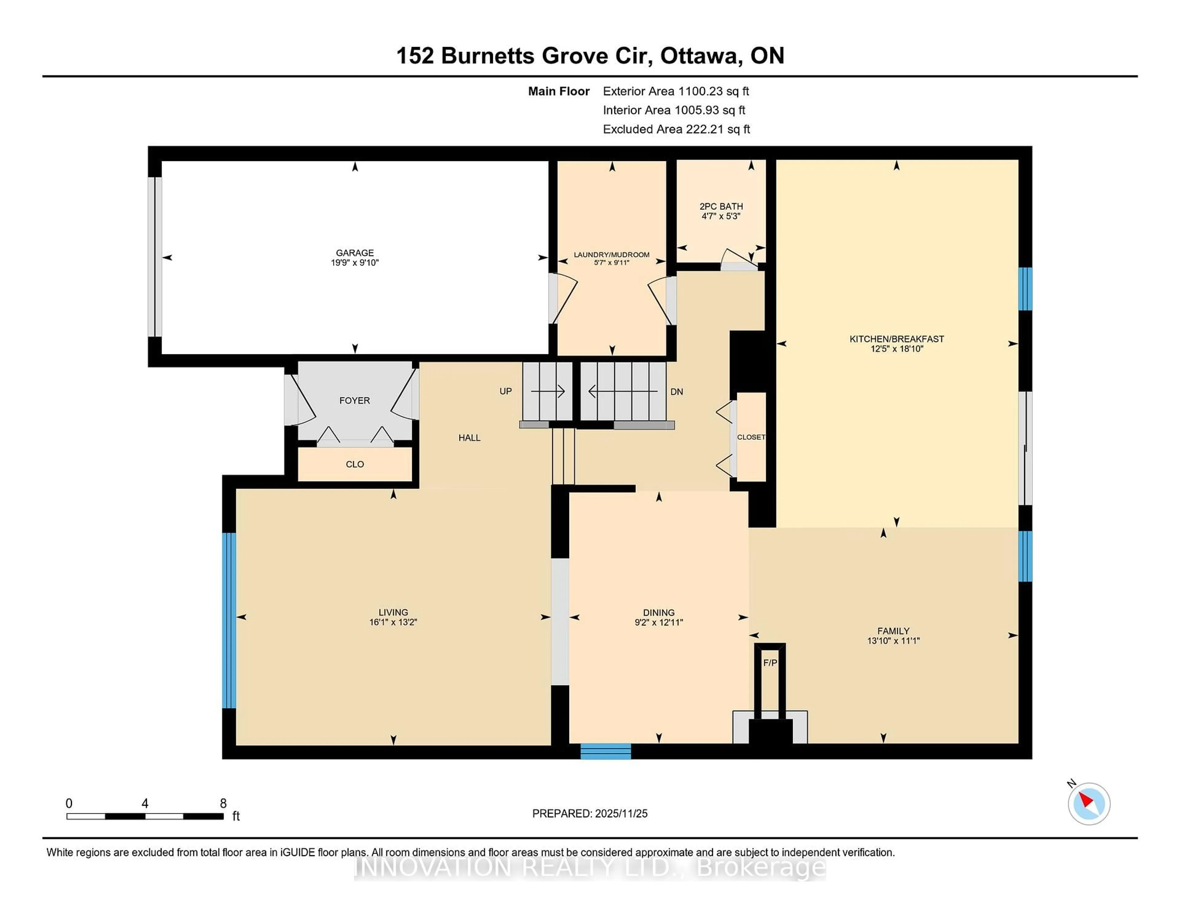Floor plan for 152 Burnetts Grove Circ, Ottawa Ontario K2J 1S9