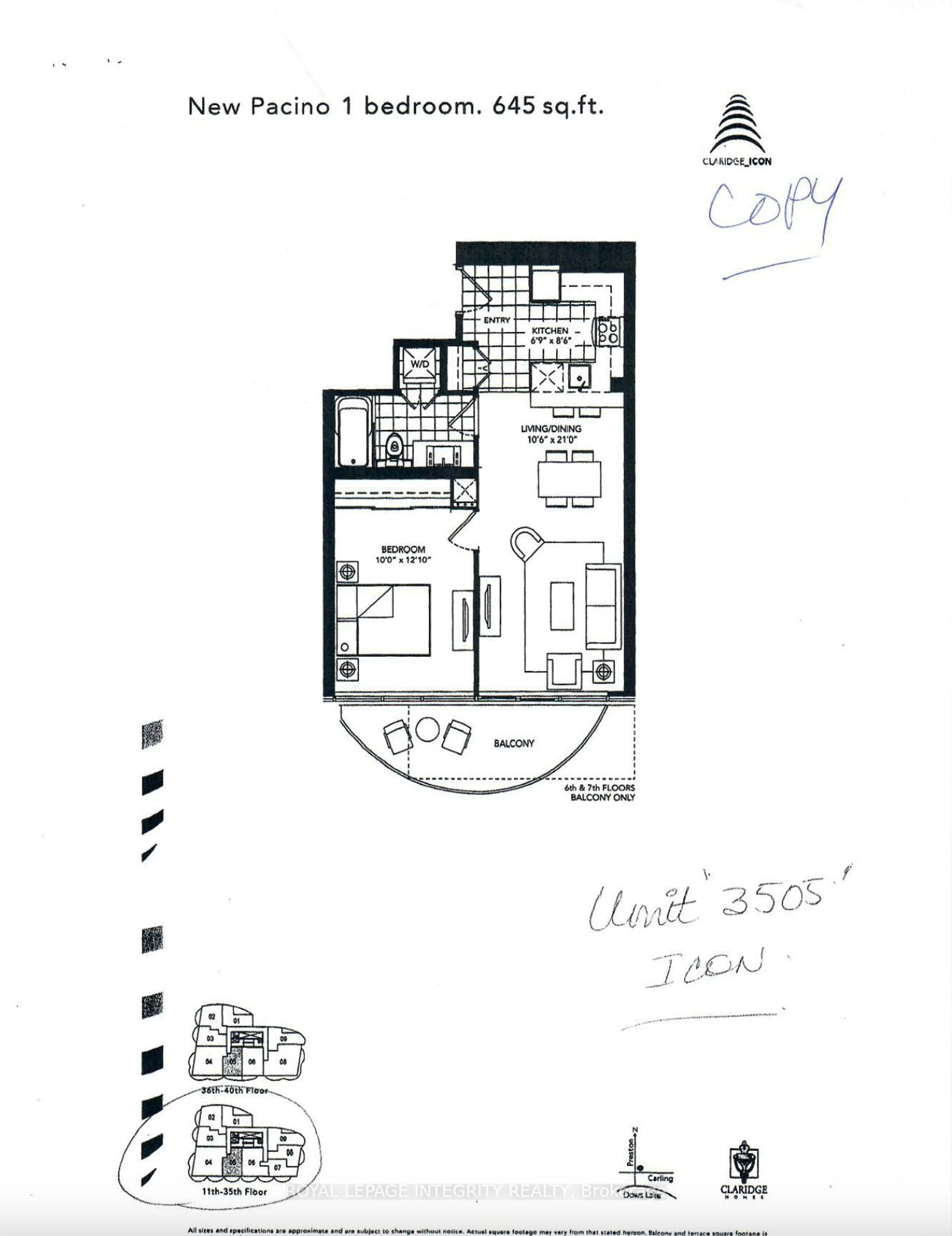 Floor plan for 805 CARLING Ave #3505, Ottawa Ontario K1S 5W9