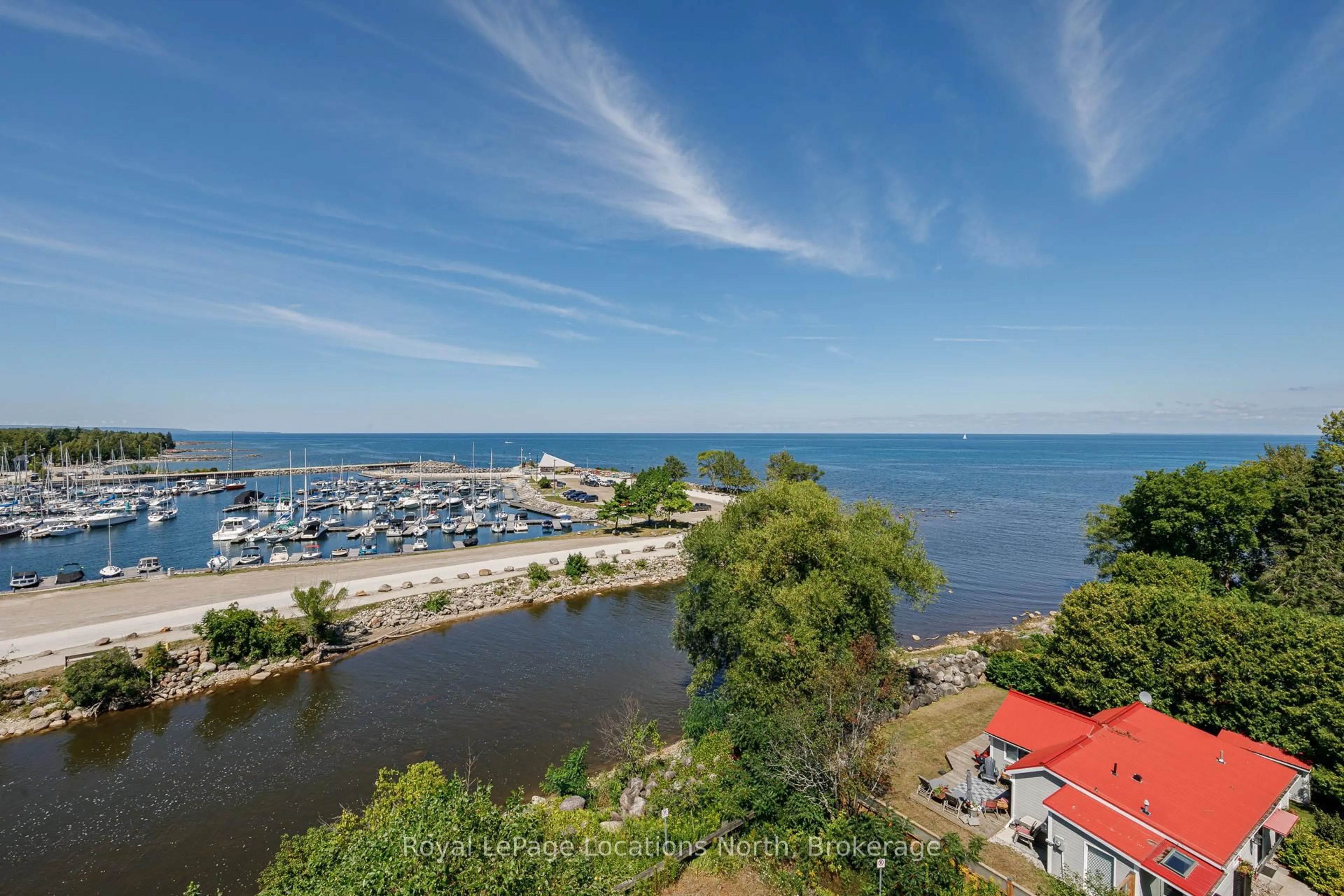 A pic from outside/outdoor area/front of a property/back of a property/a pic from drone, water/lake/river/ocean view for 10 Bay St #207, Blue Mountains Ontario N0H 2P0
