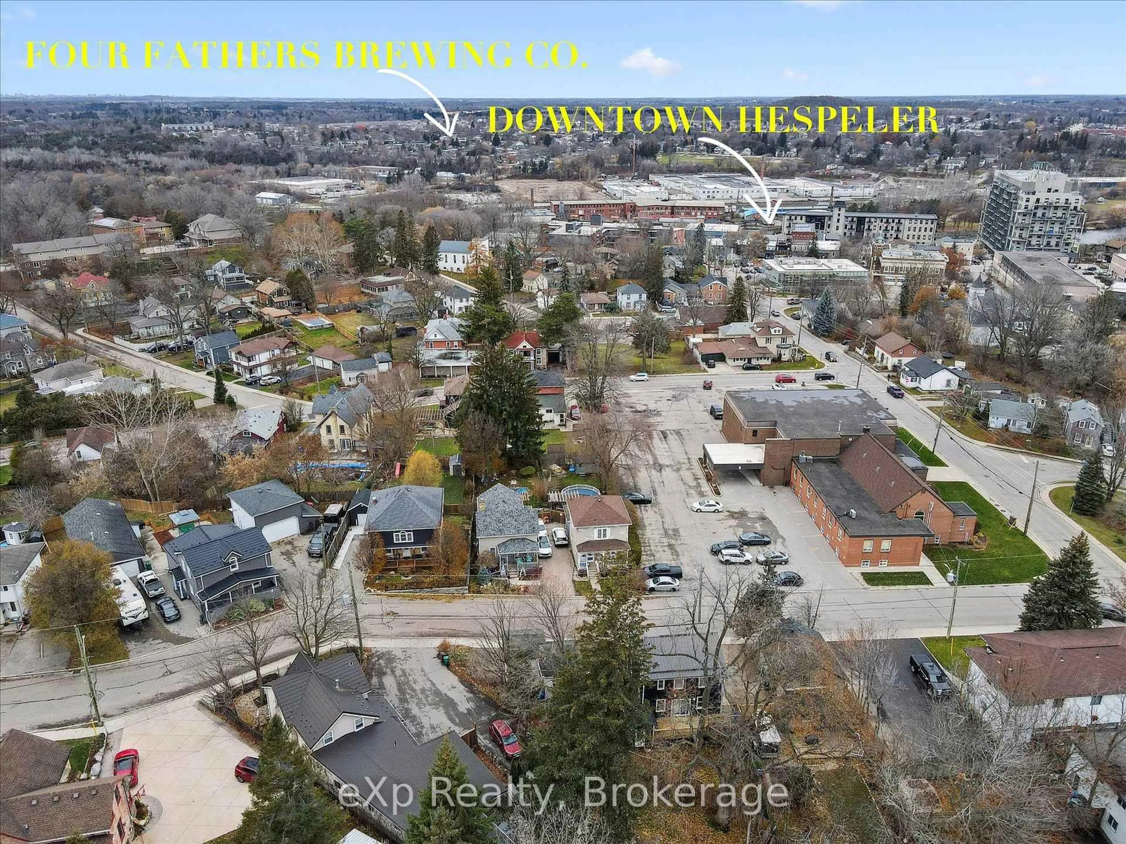 A pic from outside/outdoor area/front of a property/back of a property/a pic from drone, city buildings view from balcony for 20 Bergey St, Cambridge Ontario N3C 1P6