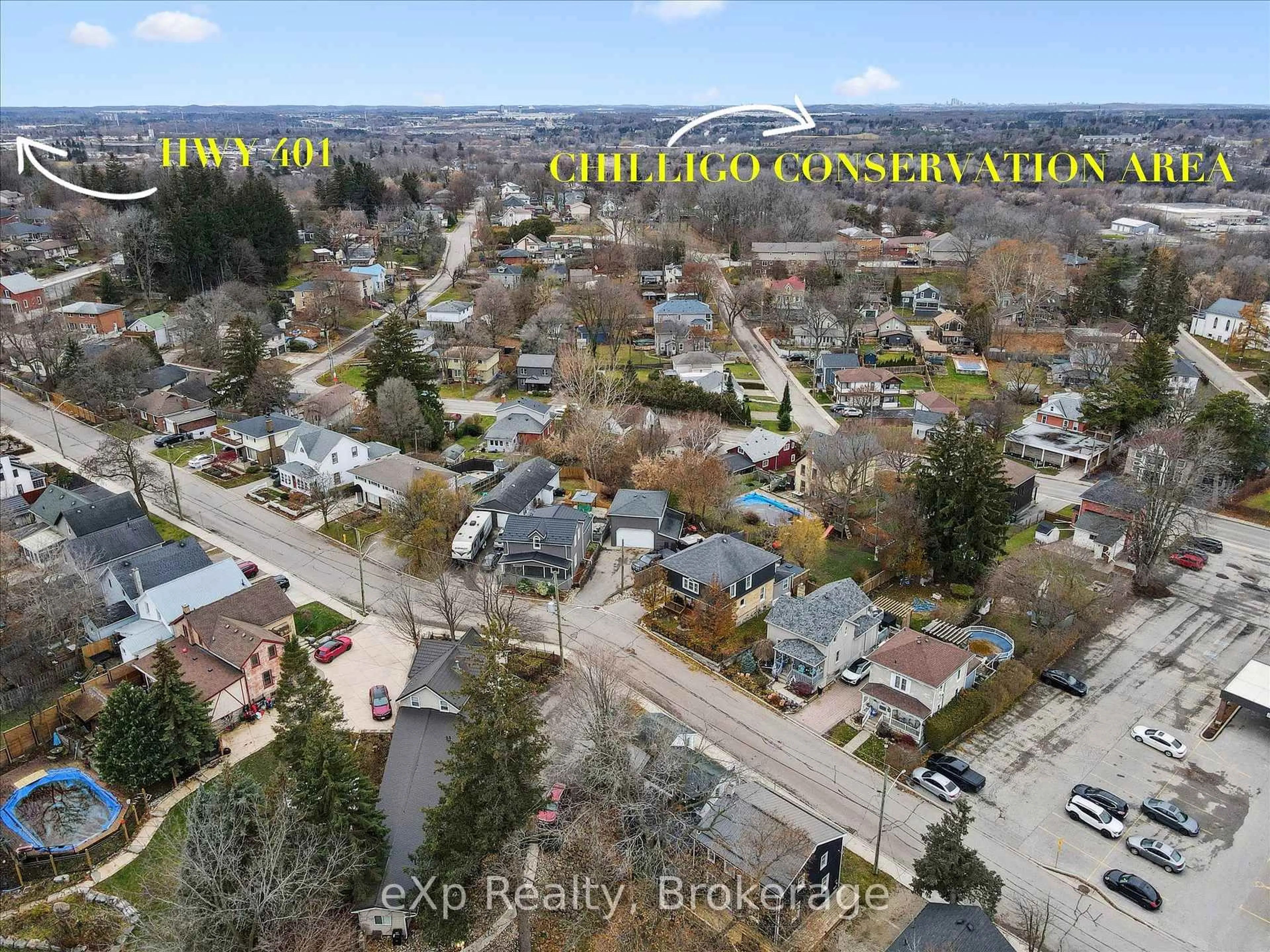 A pic from outside/outdoor area/front of a property/back of a property/a pic from drone, city buildings view from balcony for 20 Bergey St, Cambridge Ontario N3C 1P6